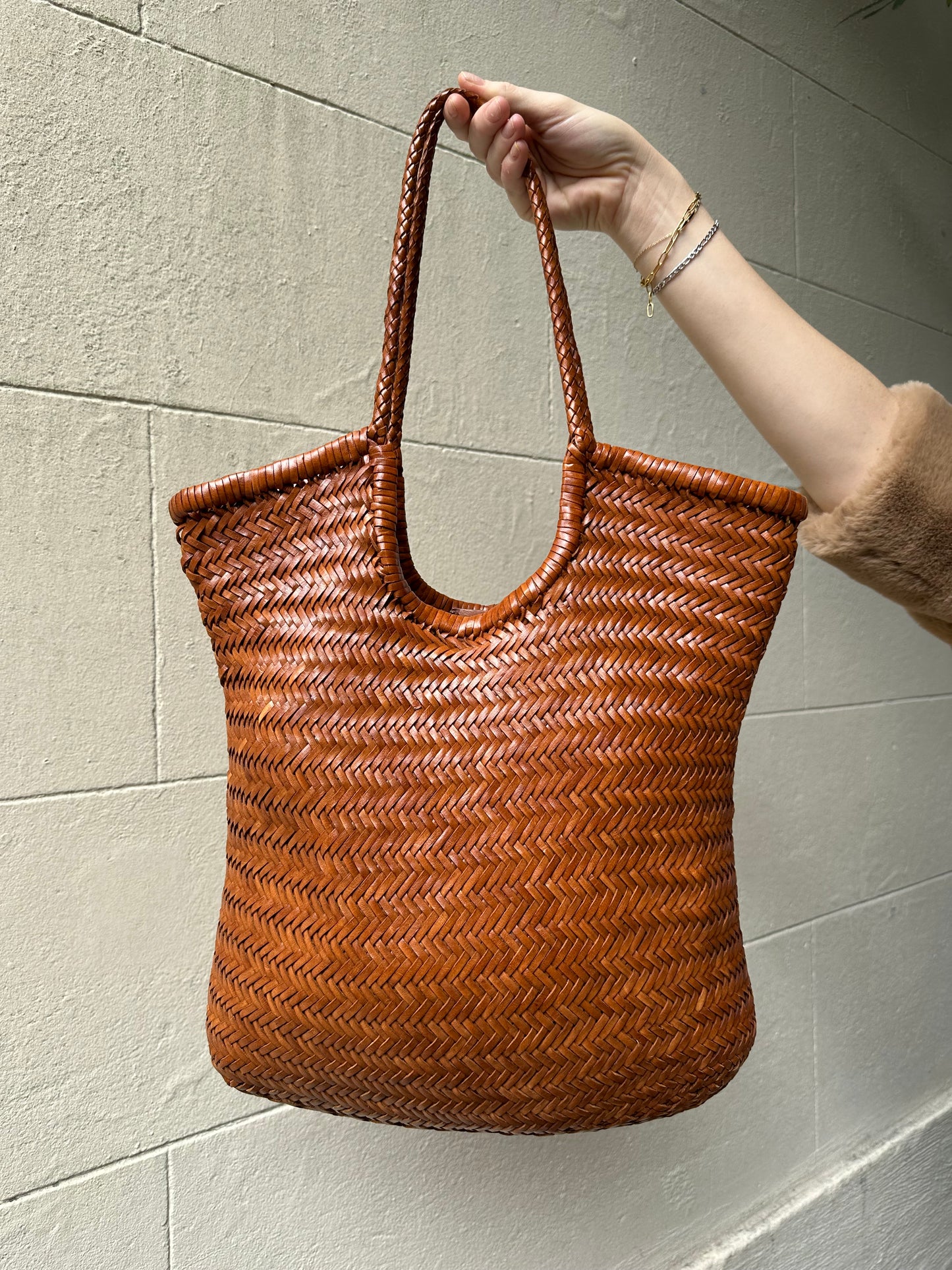 Dragon Diffusion Tan Woven Bag