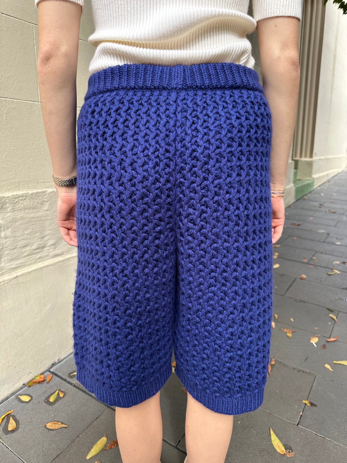 Chanel Blue Knit Shorts Size 38
