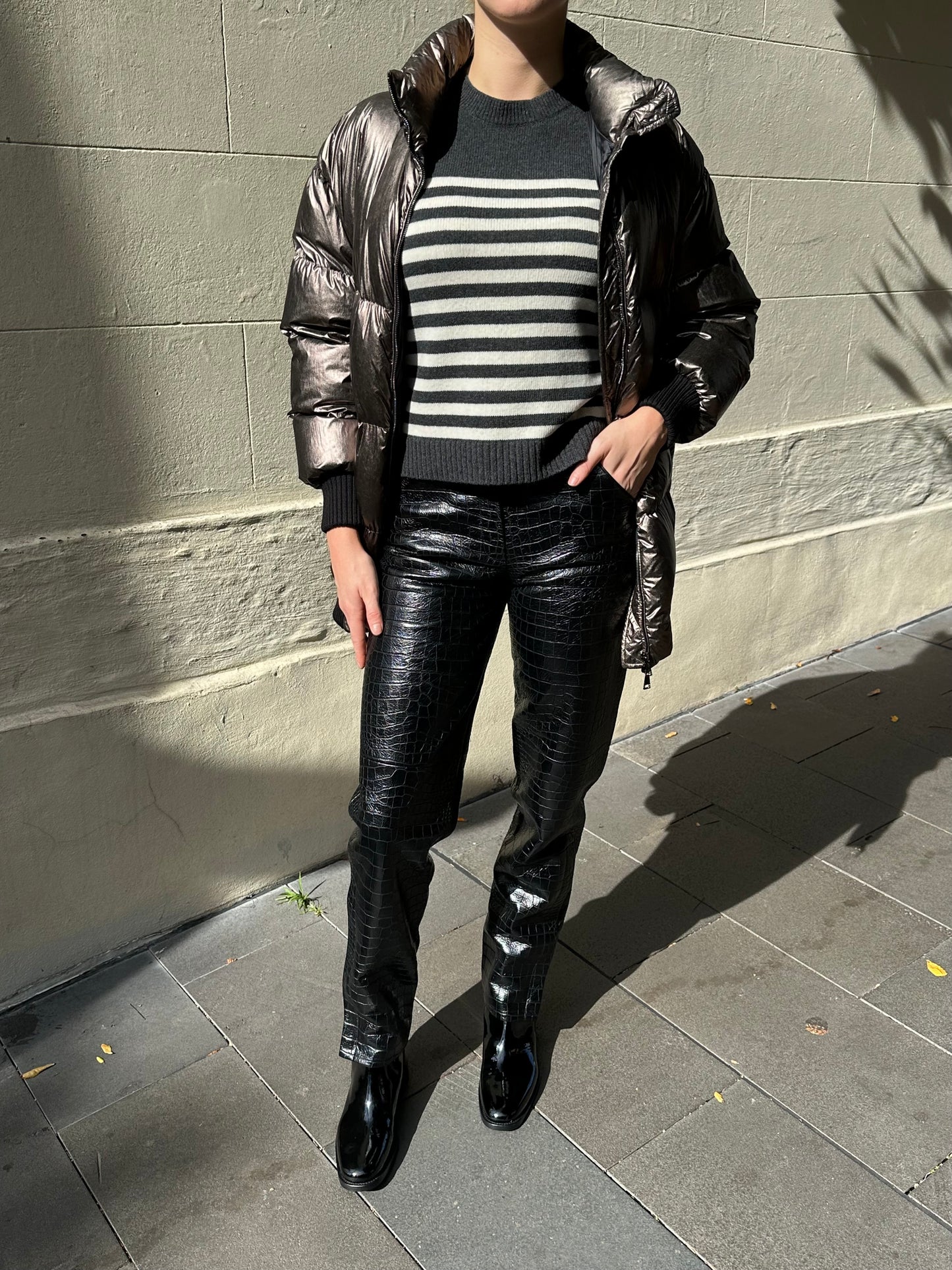 Chanel Black Croc Pant Size 38