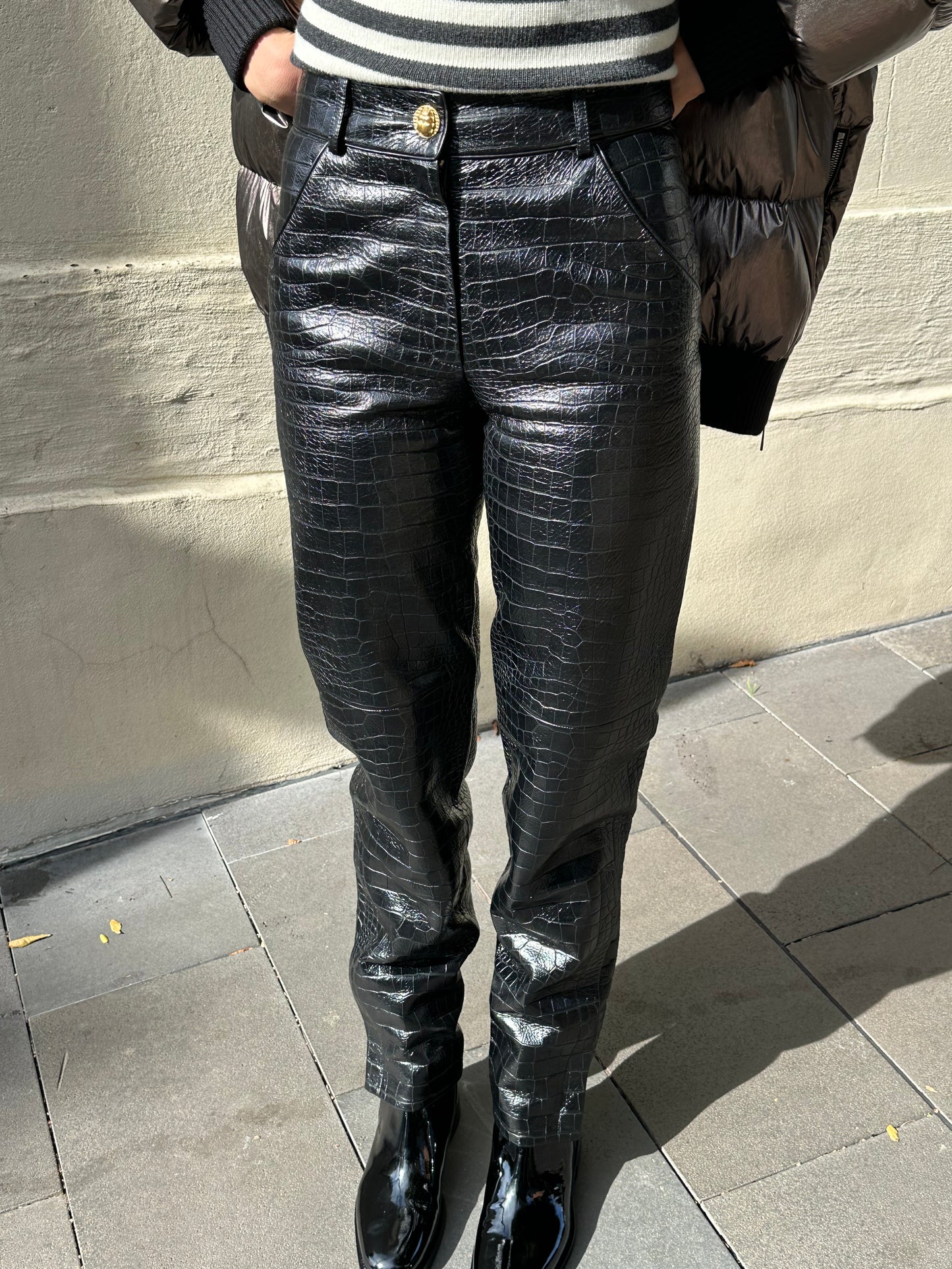 Chanel Black Croc Pant Size 38