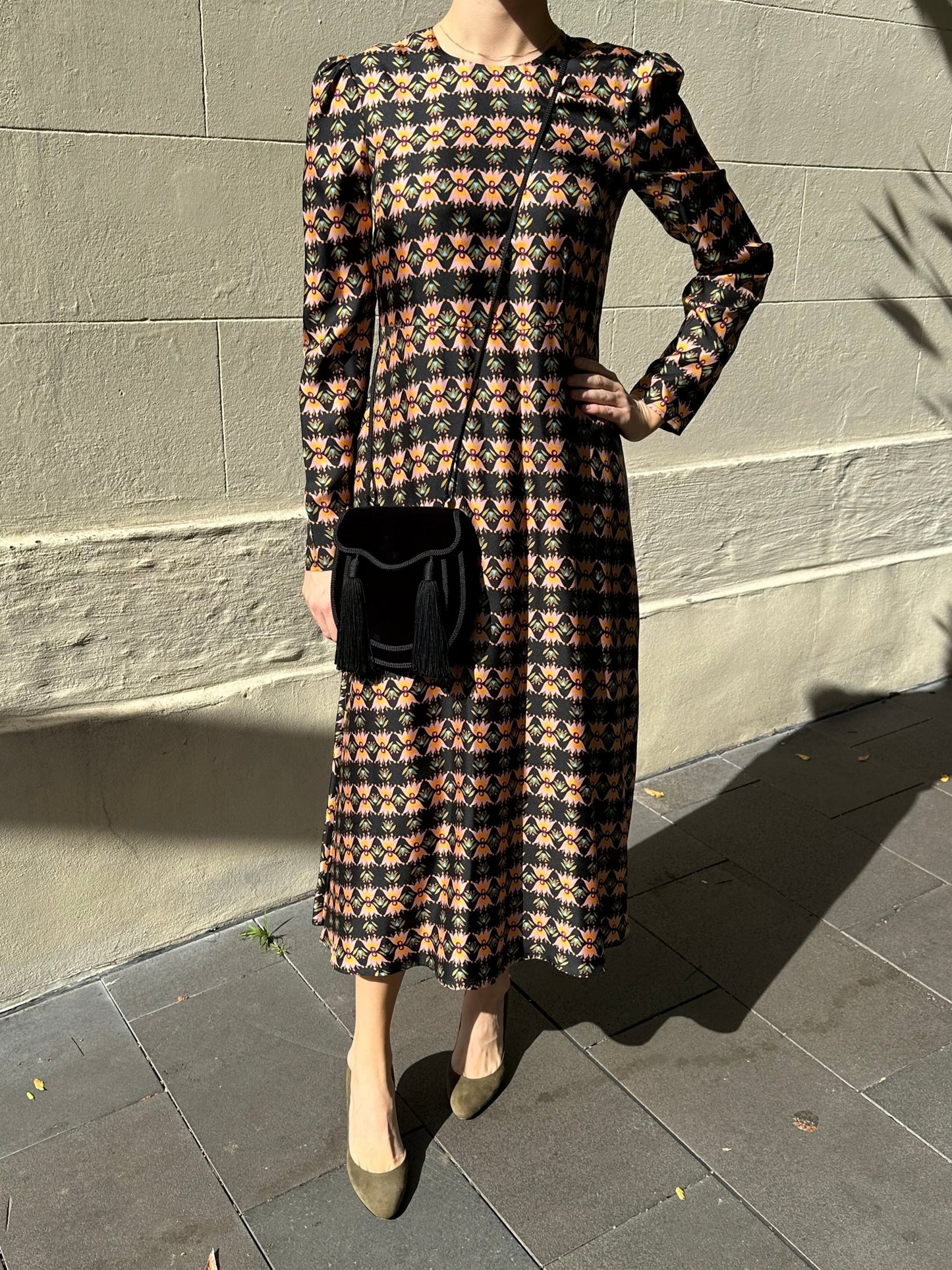 La double J Black Print Dress Size M