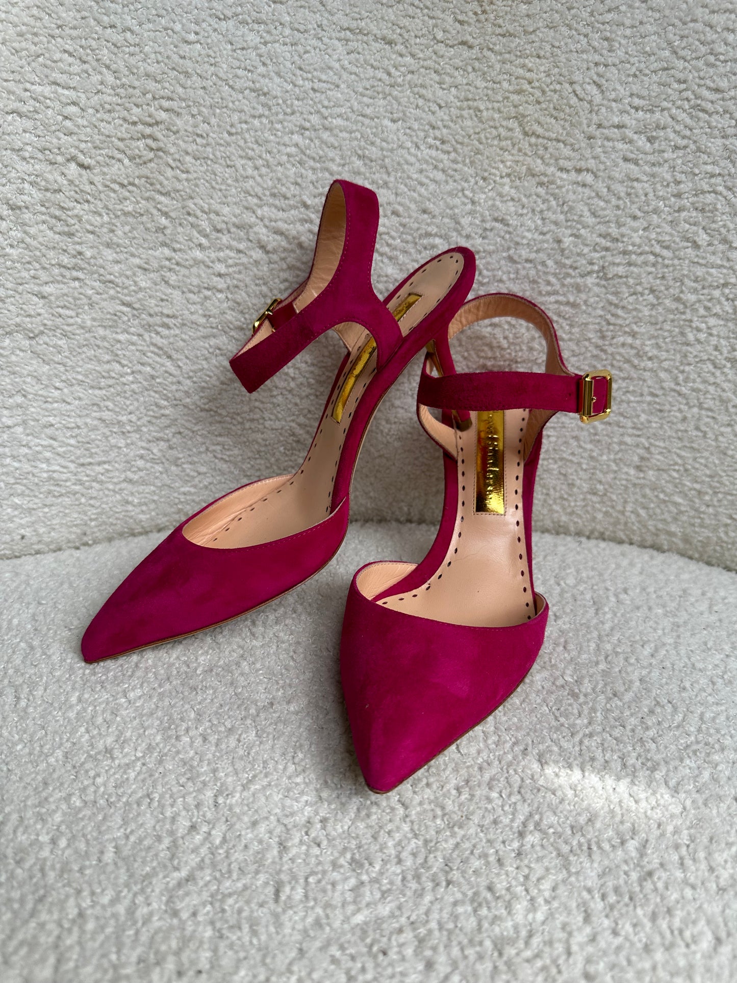 Rupert Sanderson Pink Suede Heels Size 36.5