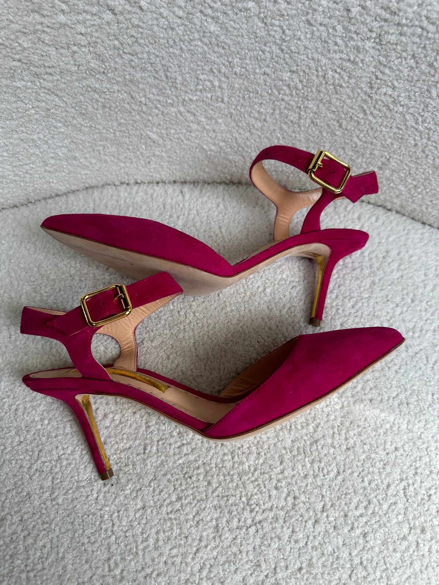 Rupert Sanderson Pink Suede Heels Size 36.5