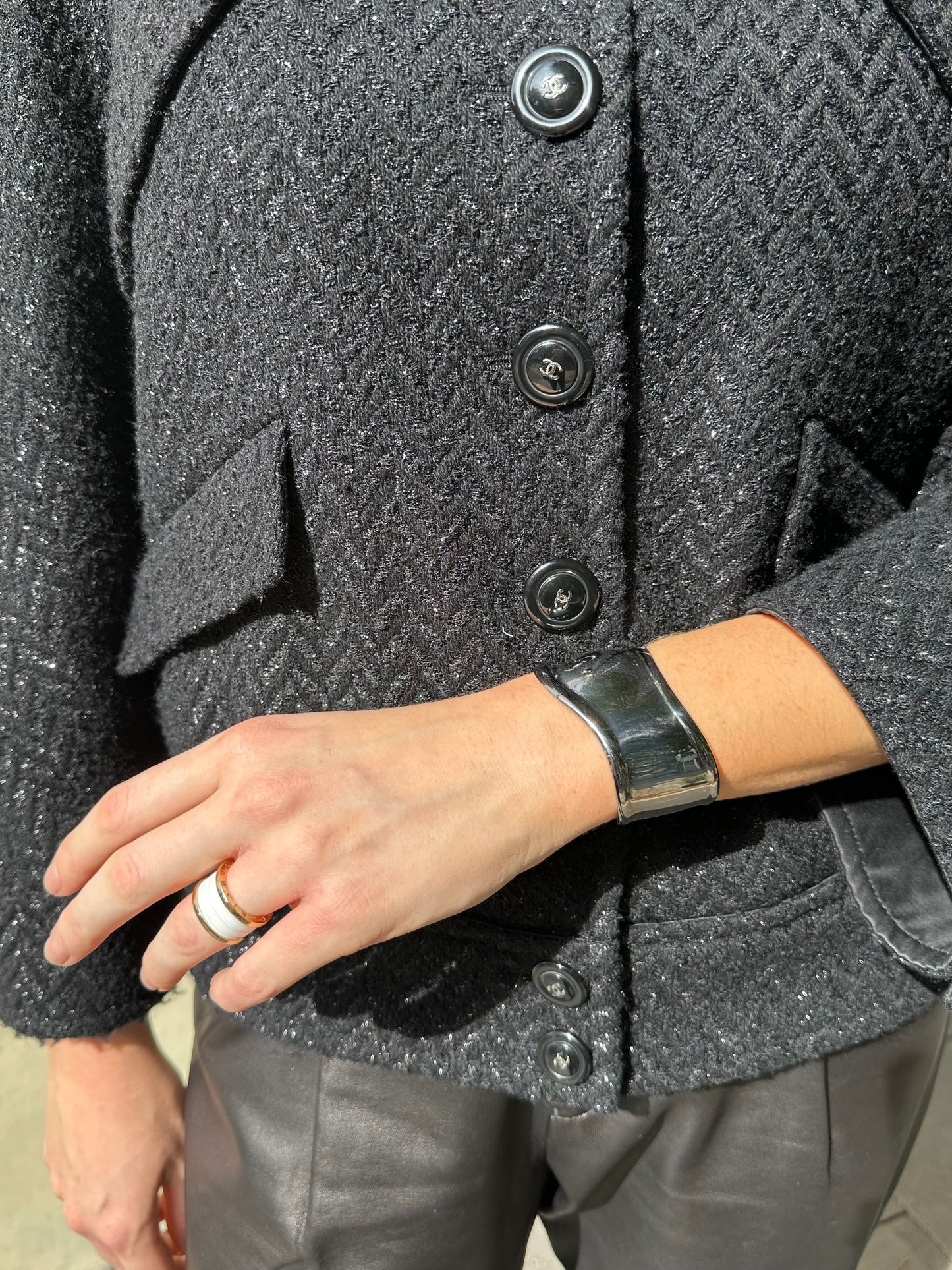 Bulgari Rose Gold Enamel Ring Size L