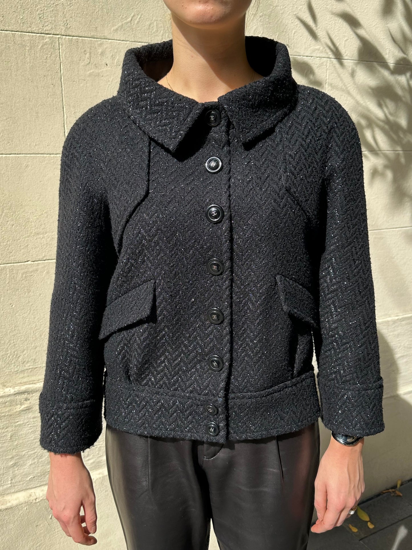 Chanel Black Sparkle Jacket Size 38