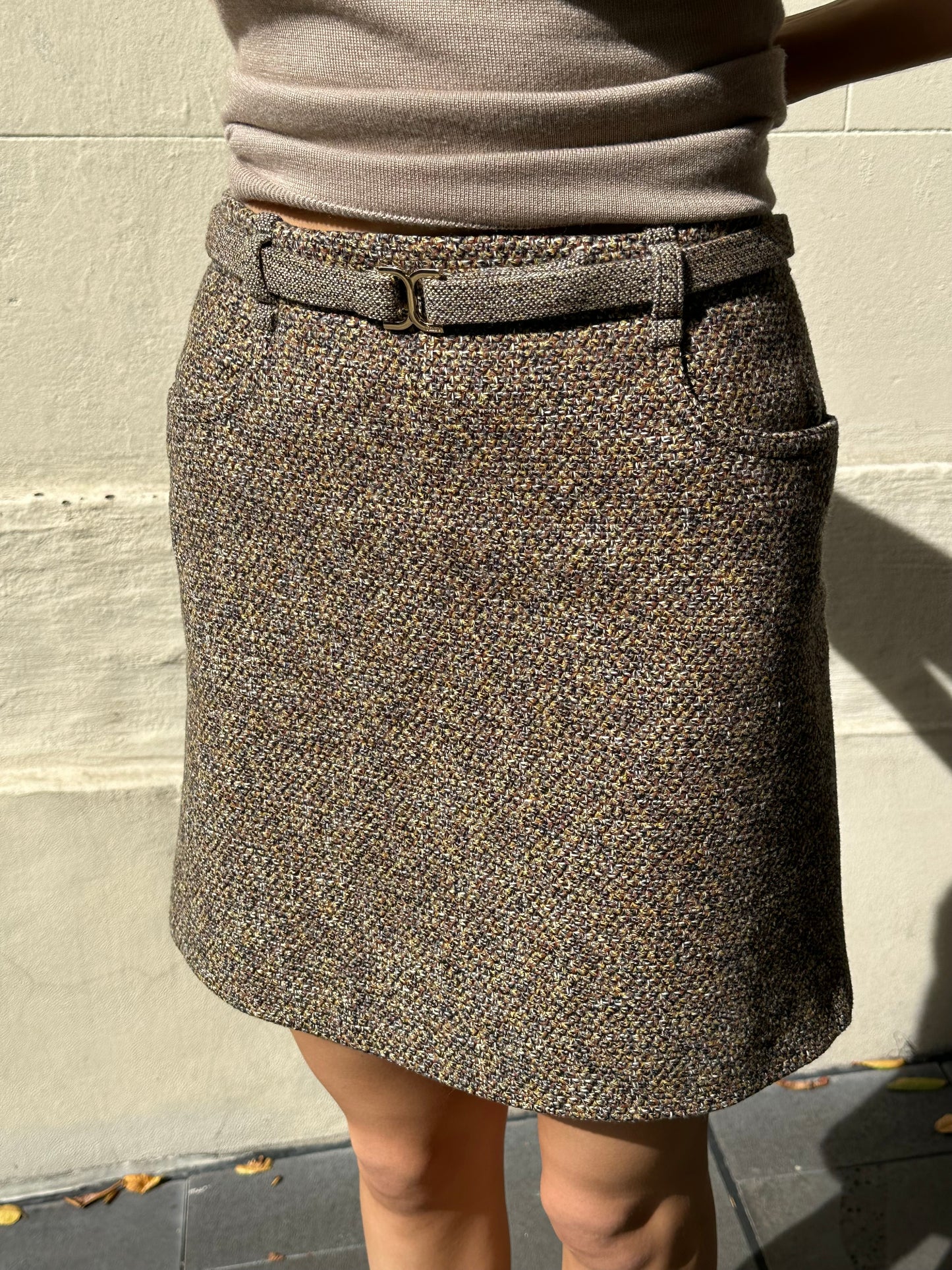 Chloe Brown Tweed Mini Skirt Size 36