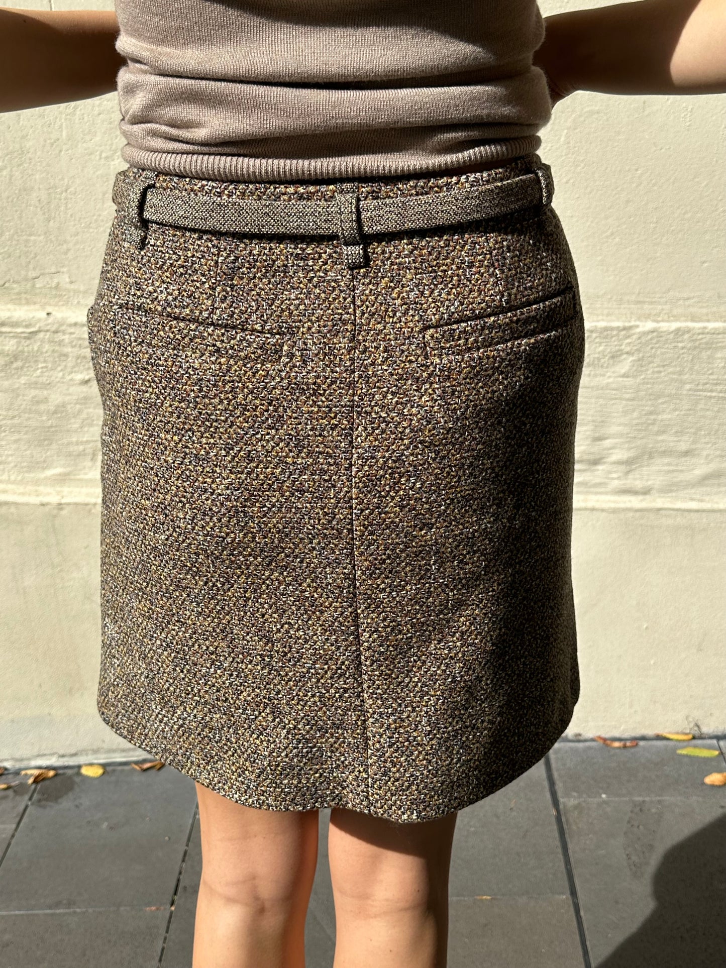Chloe Brown Tweed Mini Skirt Size 36