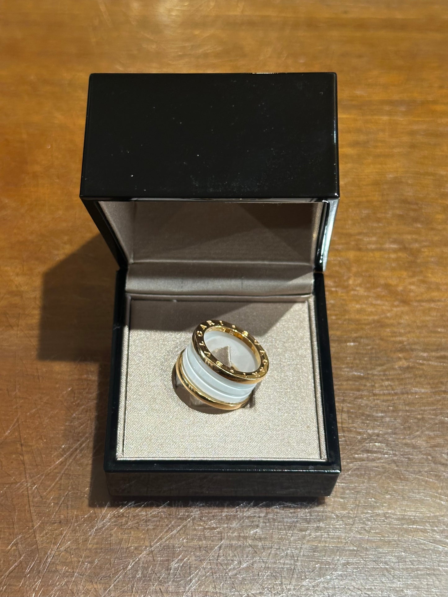 Bulgari Rose Gold Enamel Ring Size L