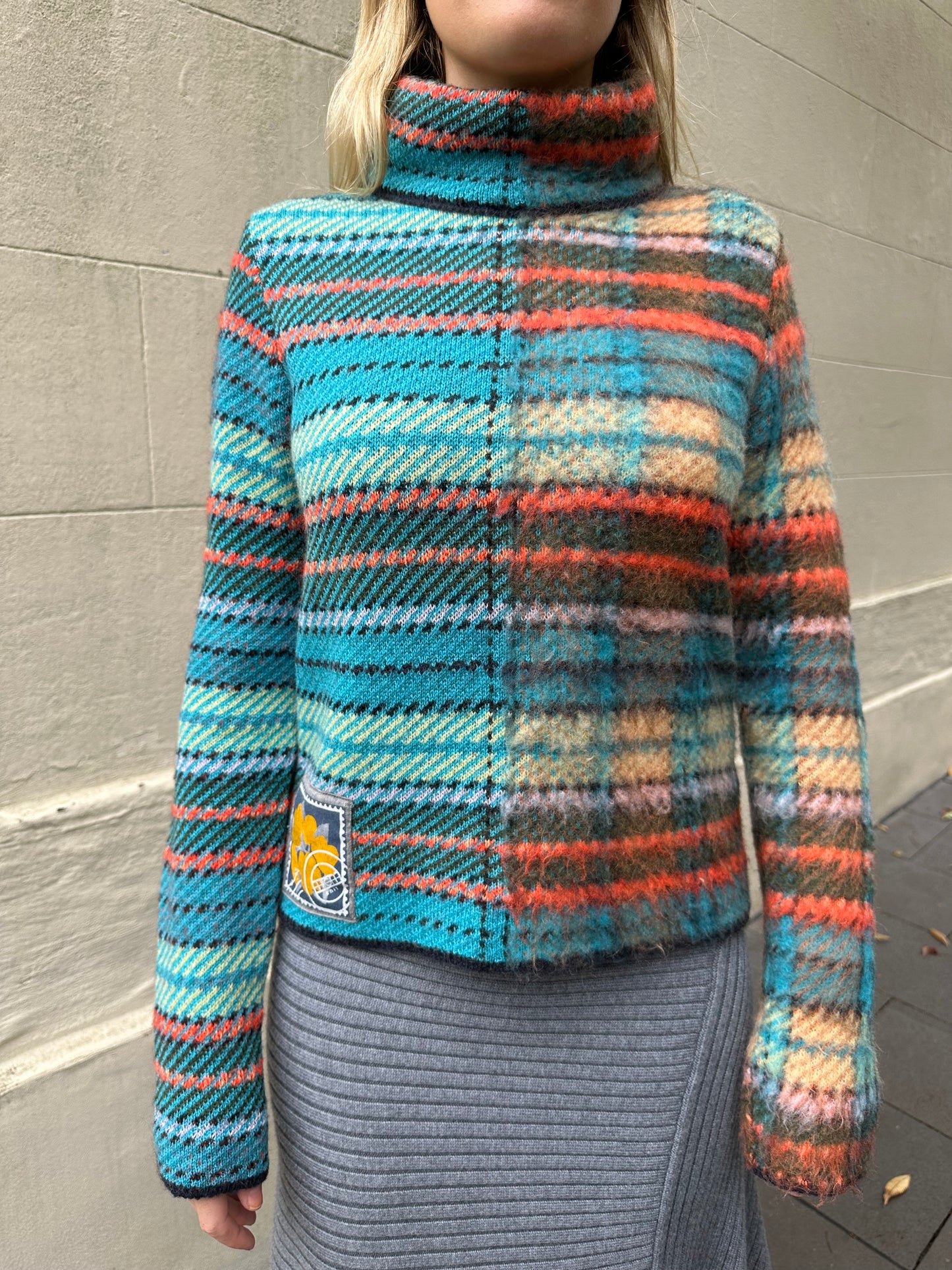 High Blue Check Knit Size M