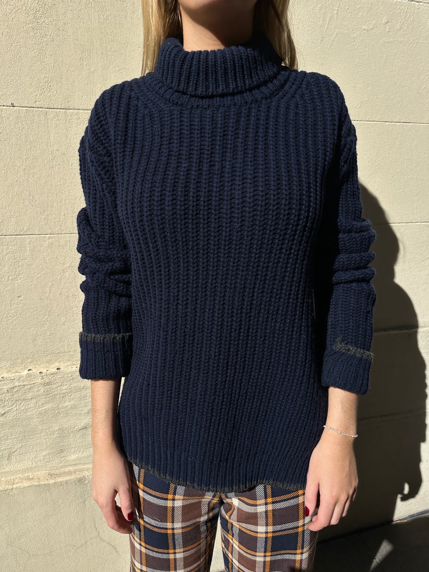 Bassike Navy Rib Knit Size 1