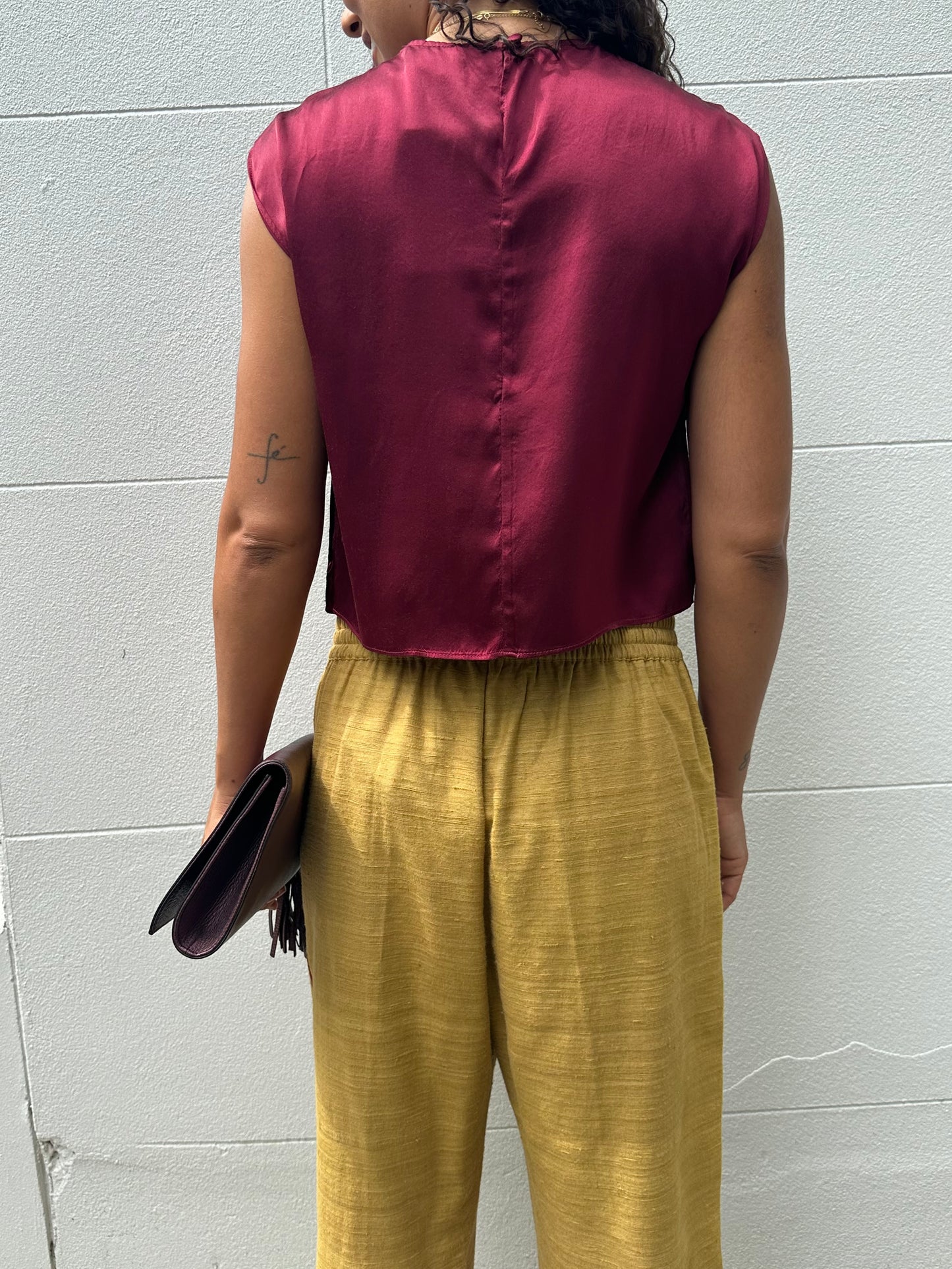 Beare Park Burgundy Silk Tops Size 8