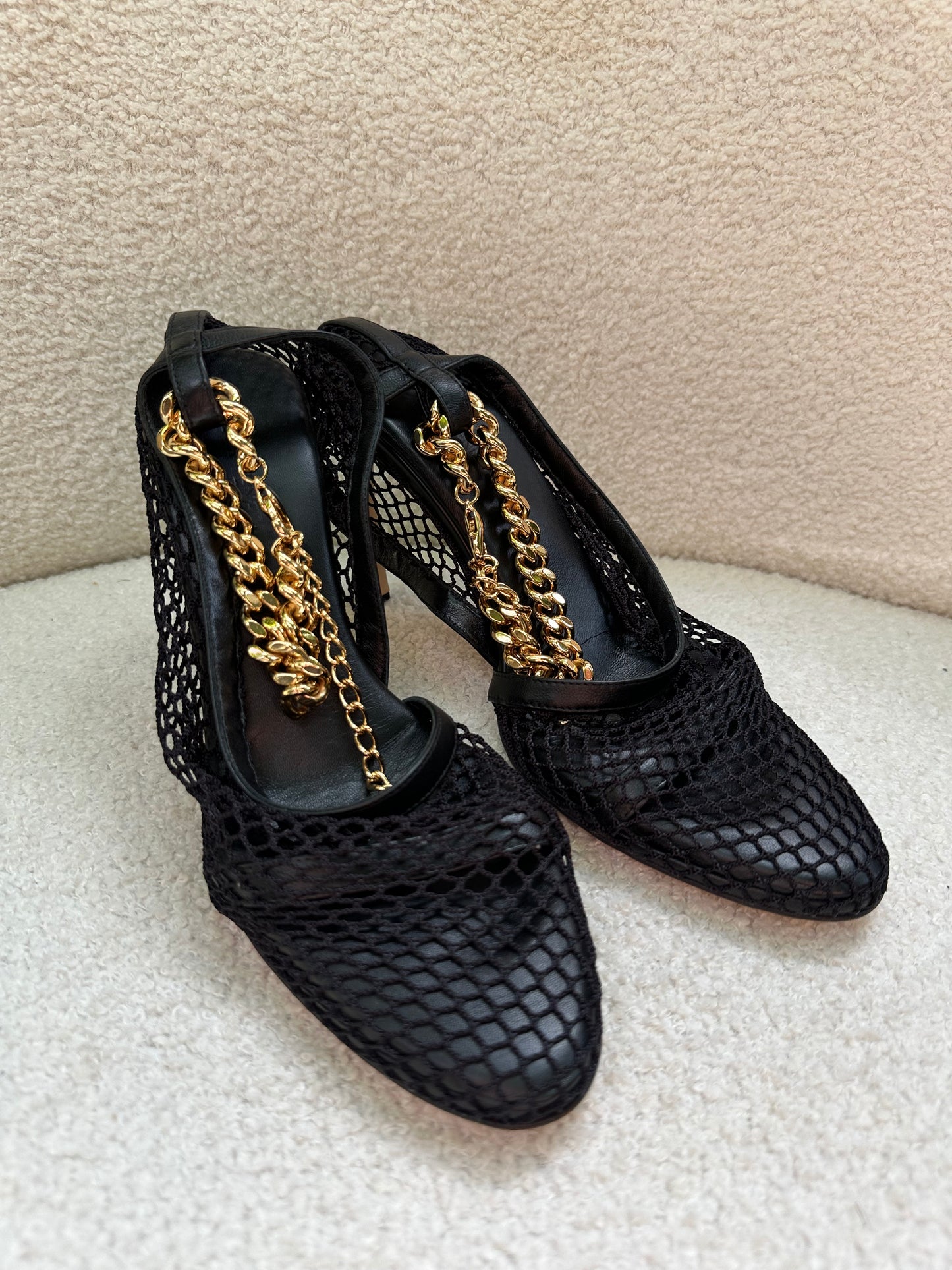 Bottega Veneta Black Net Heels Size 36.5