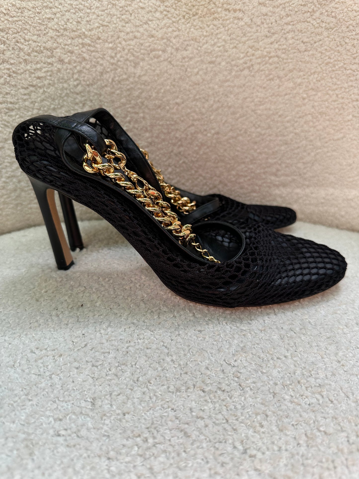 Bottega Veneta Black Net Heels Size 36.5