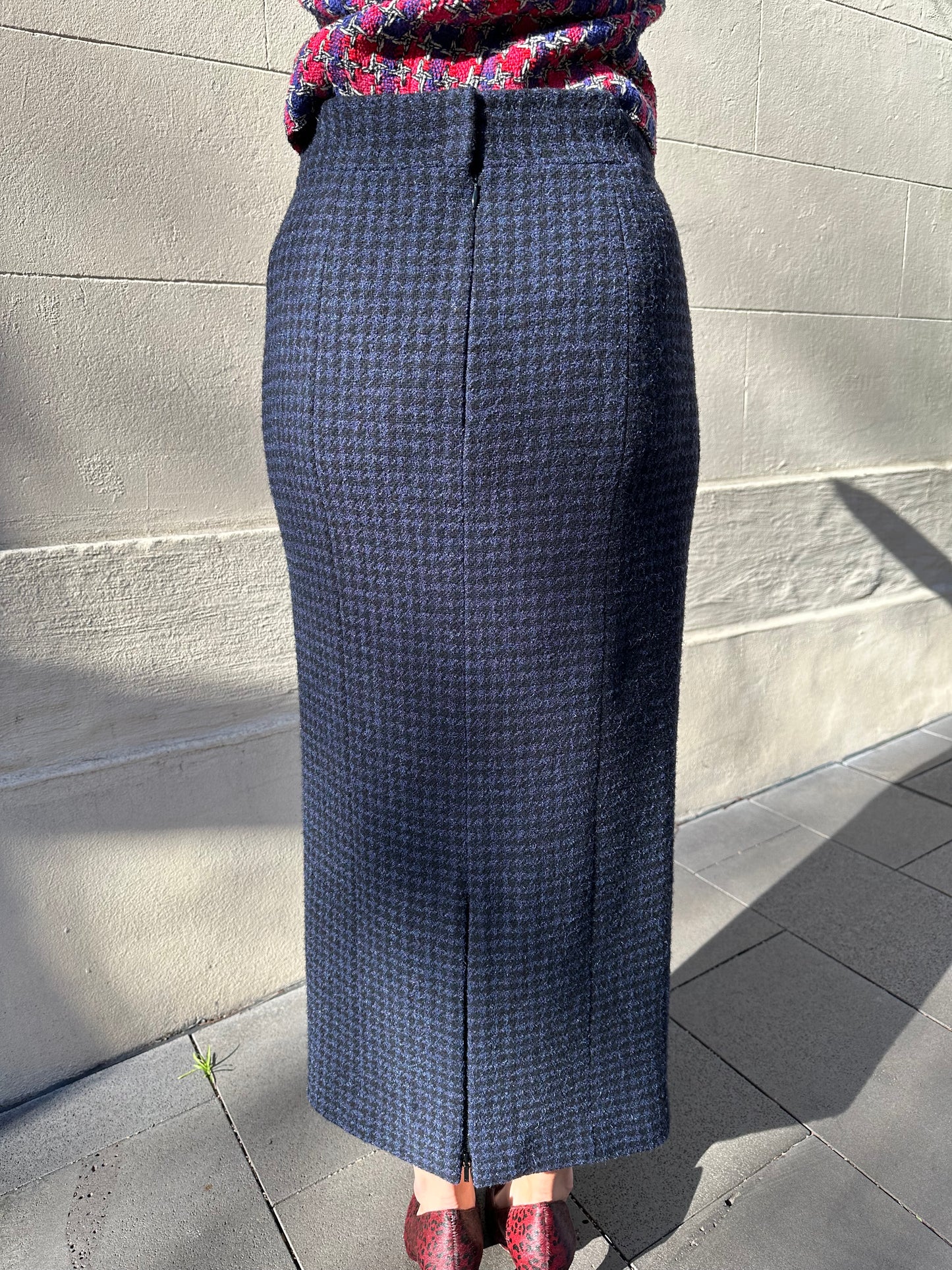 Chanel Blue and Black Check Skirt Size 38