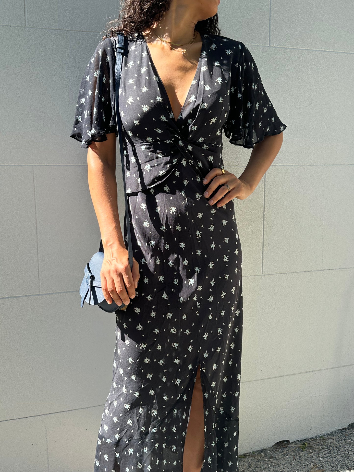Rixo Floral Black Dress Size XS