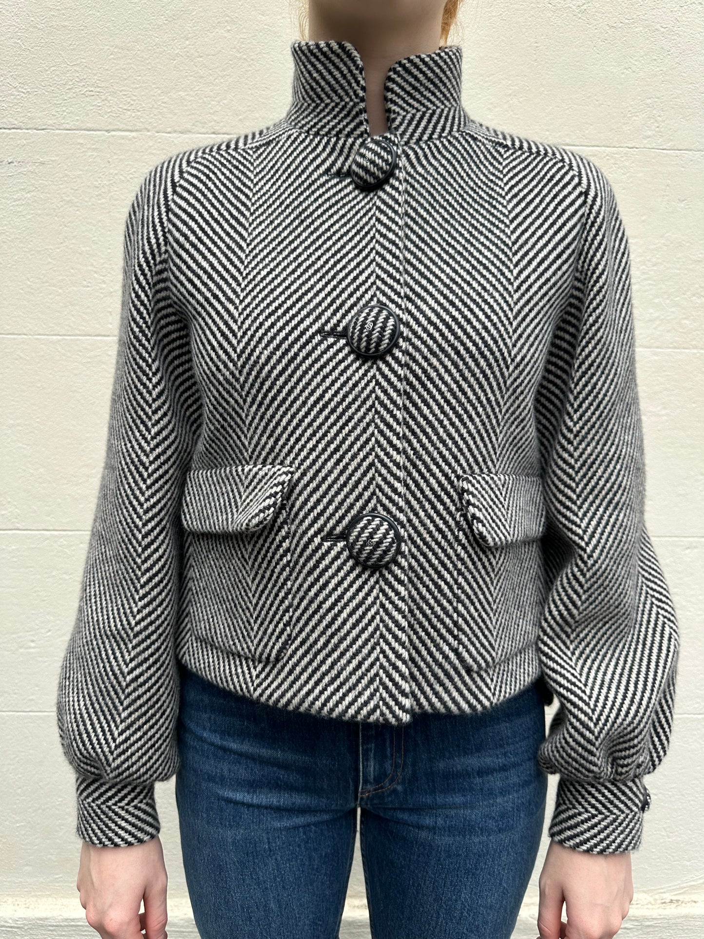 Chanel Black White Stripe Jacket Size 38