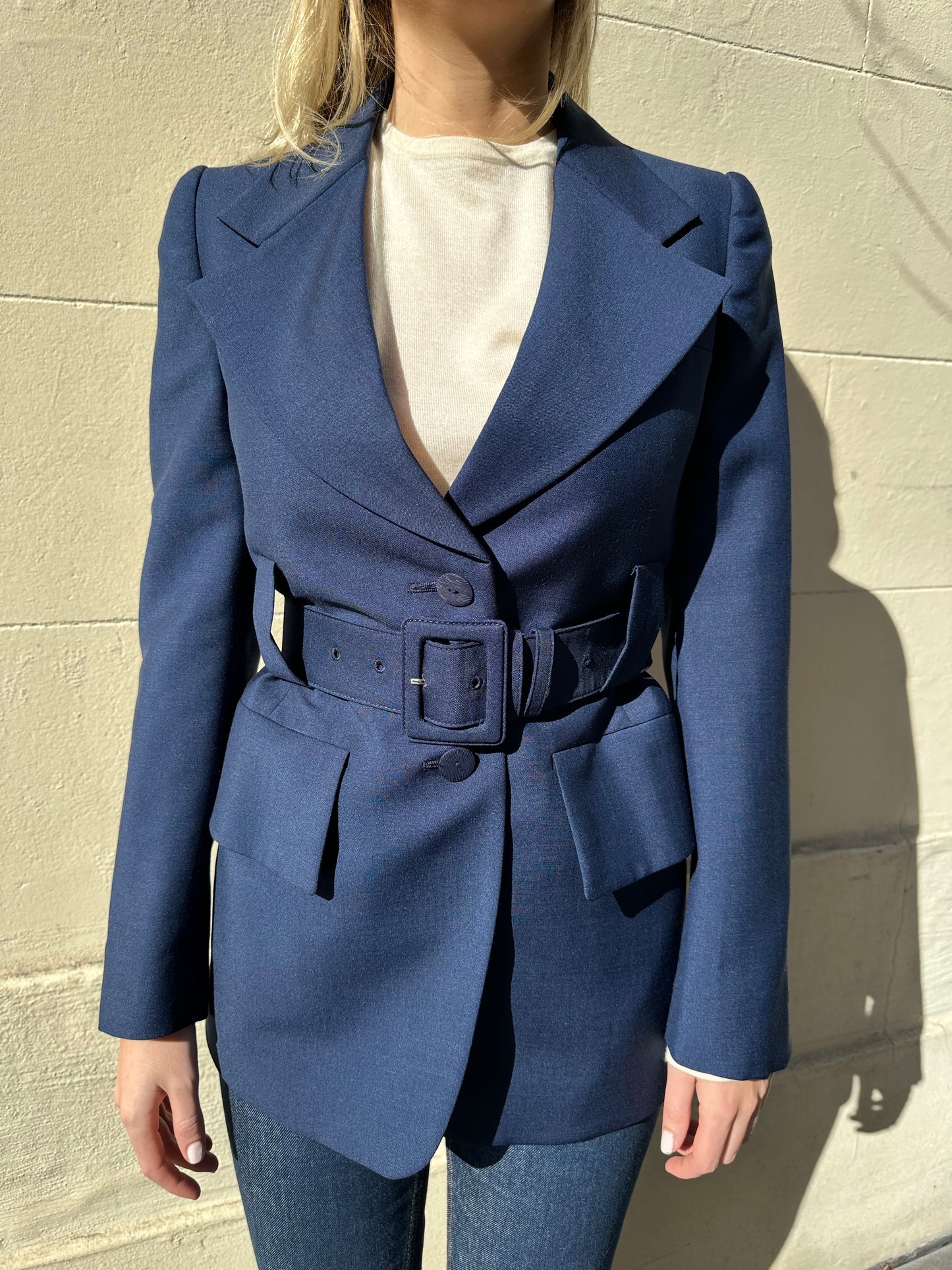 Prada Navy Belt Jacket Size 38