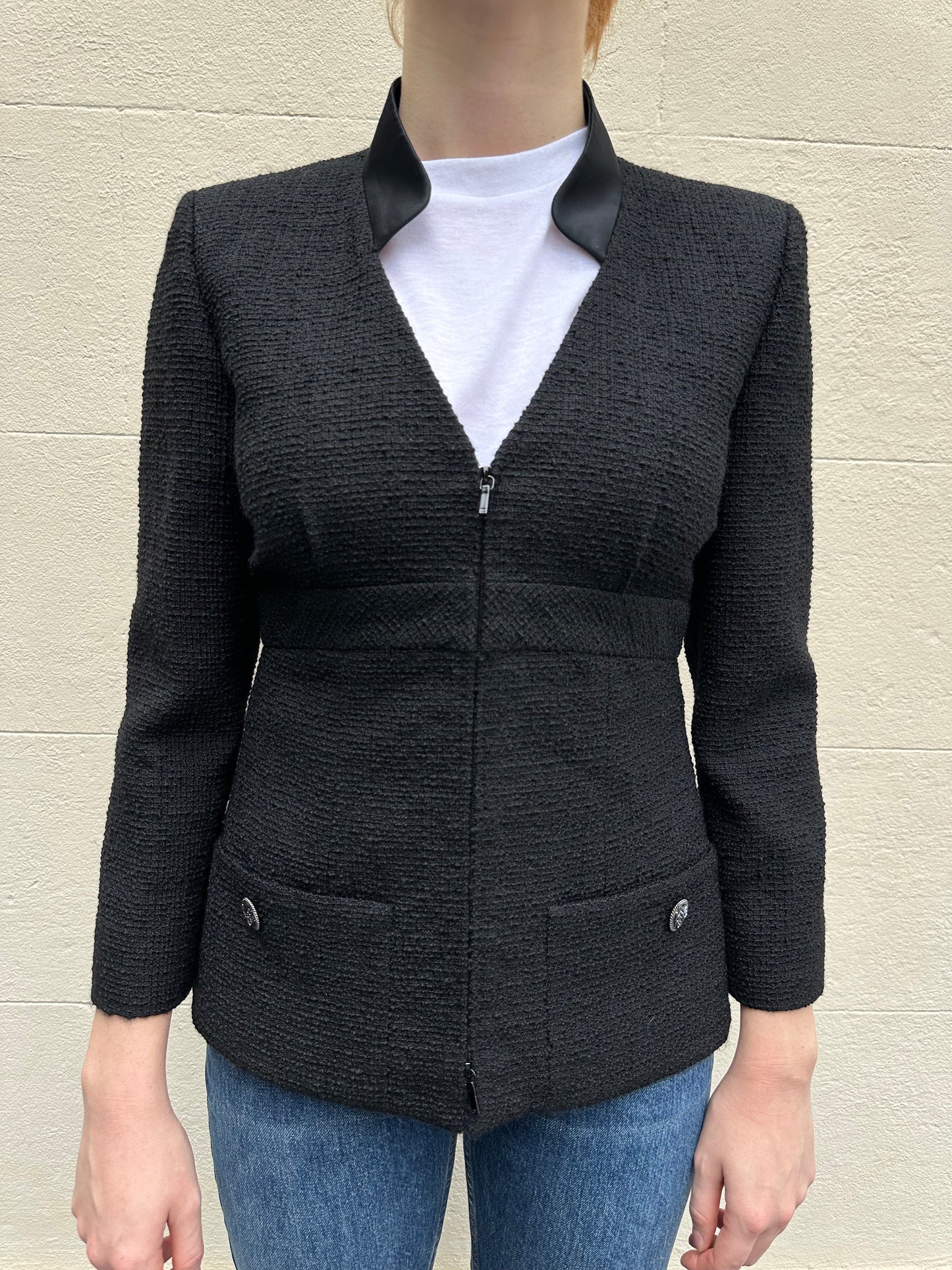 Chanel Black Zip Jacket Size 40