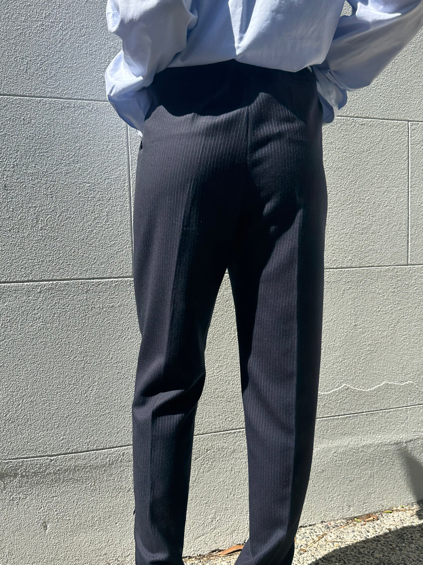 Celine Navy Pinstripe Pant Size 38