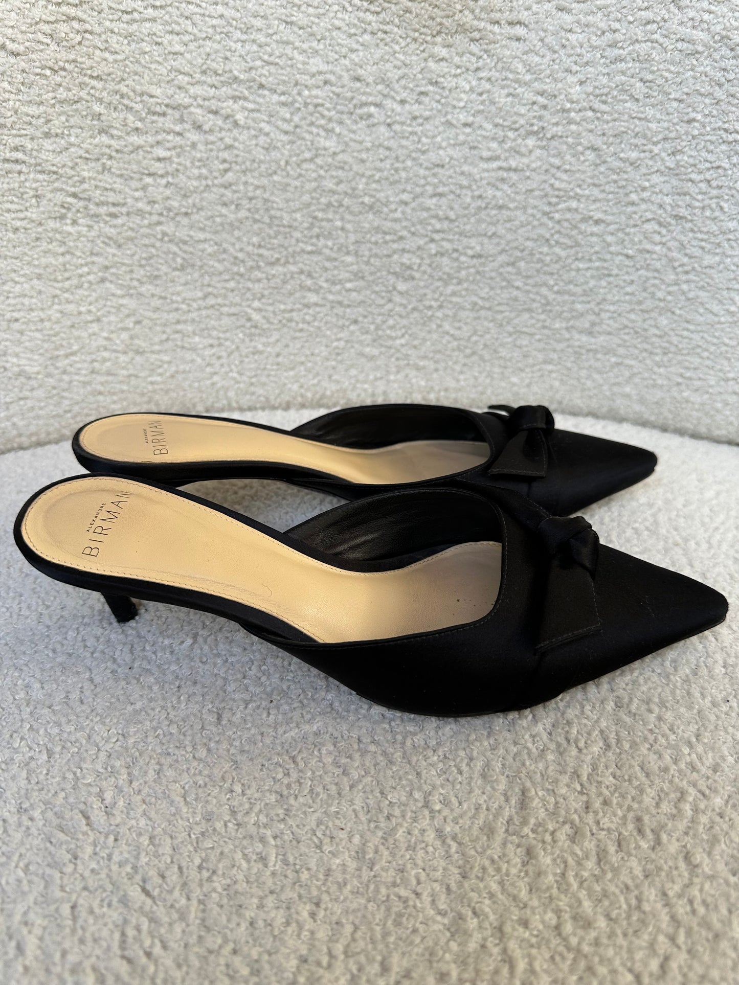 Birman Black Satin Mules Size 37.5