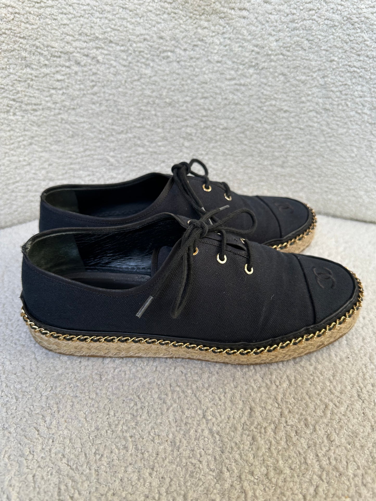 Chanel CC Lace Espadrilles Size 38