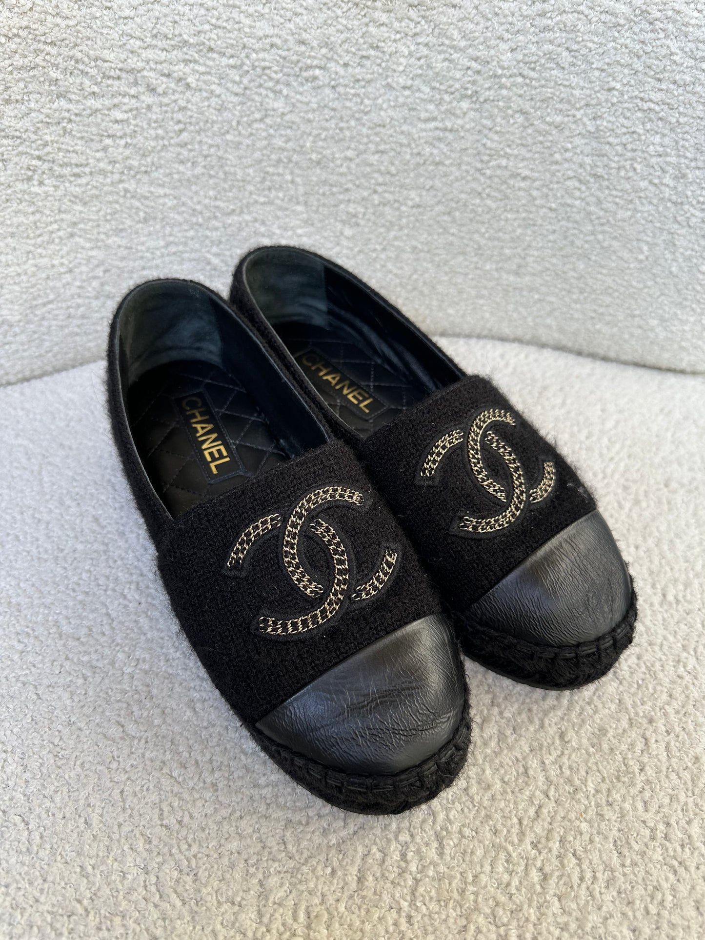 Chanel CC Black Espadrilles Size 39