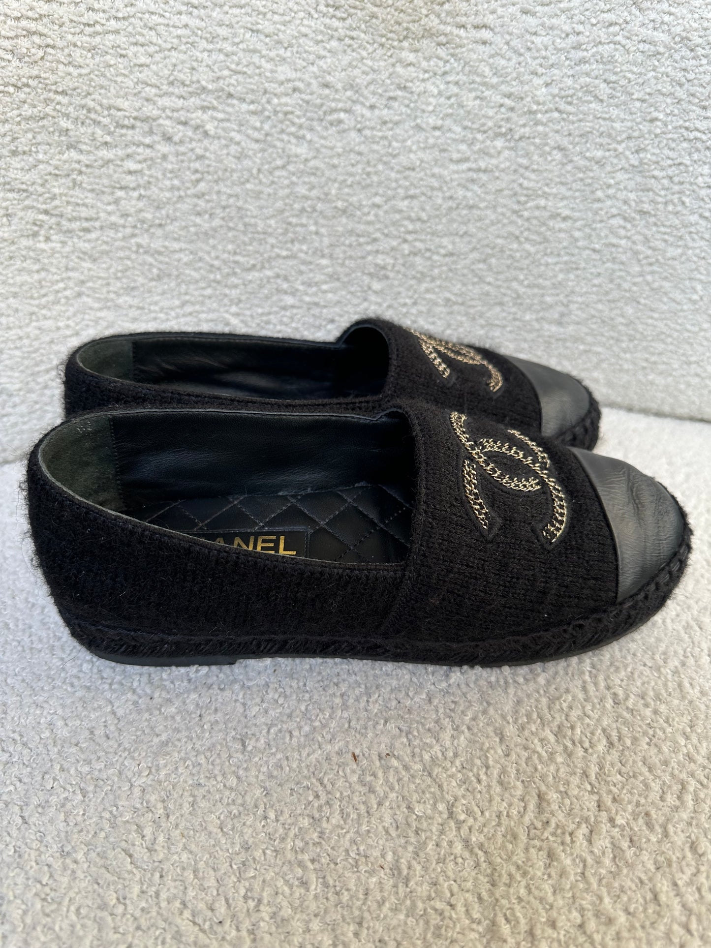 Chanel CC Black Espadrilles Size 39