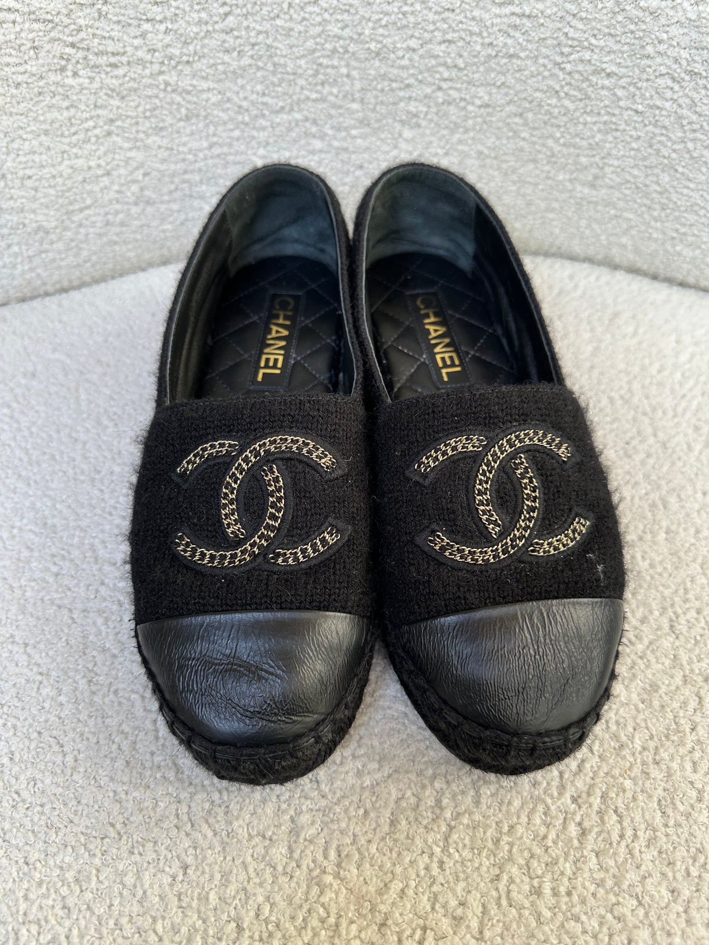 Chanel CC Black Espadrilles Size 39