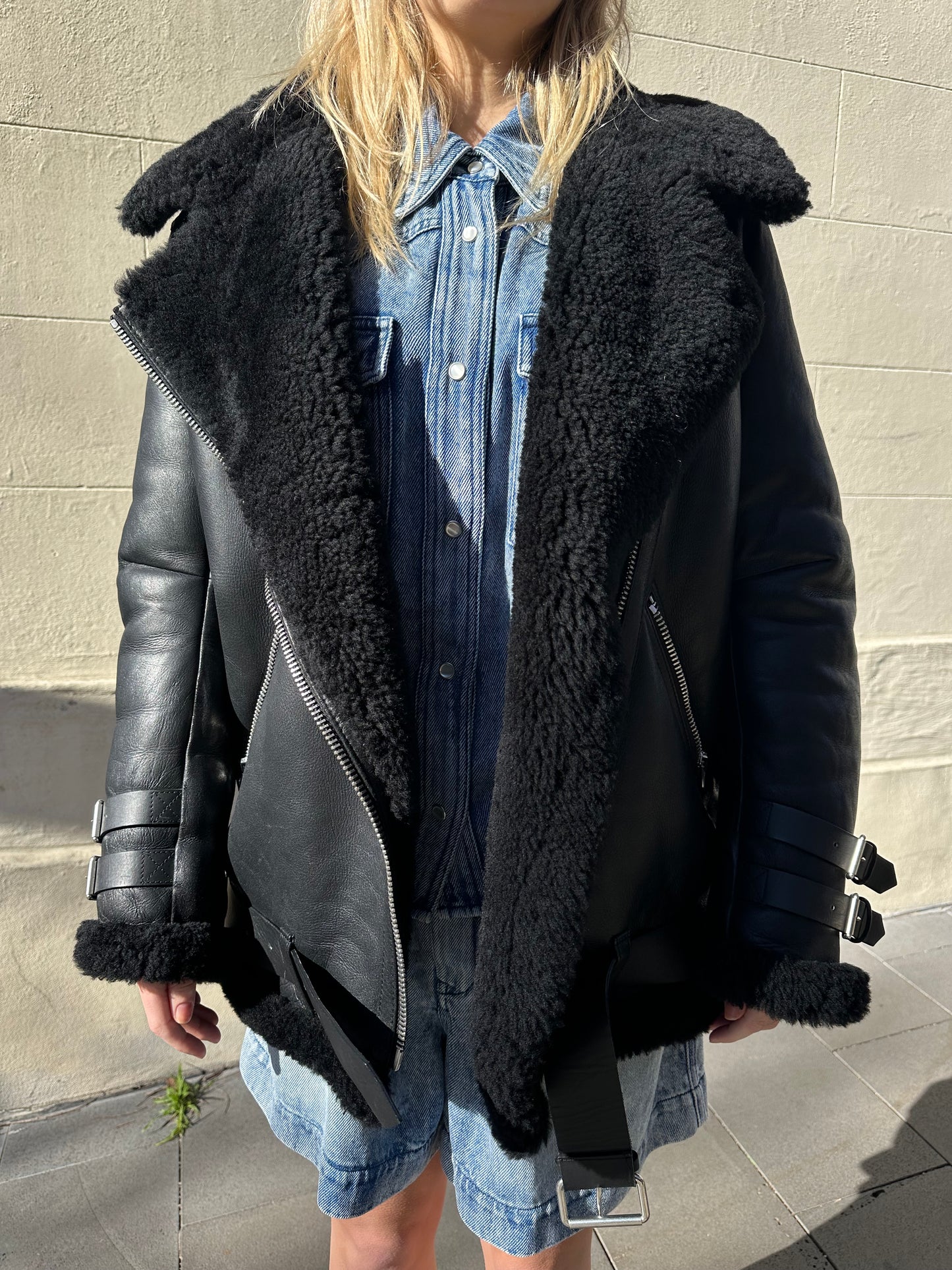 Acne Studios Shearling Black Coat Size 36