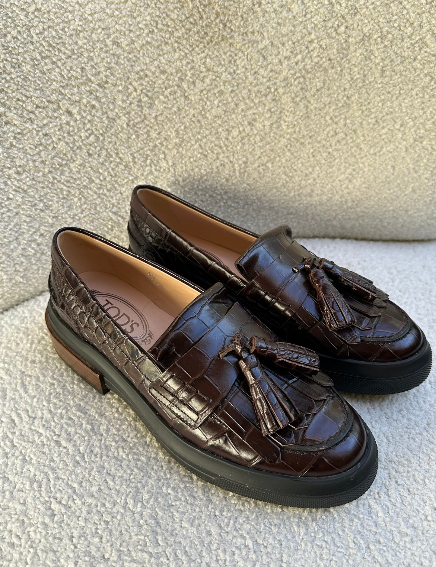 Tod's Brown Croc Loafer Size 38