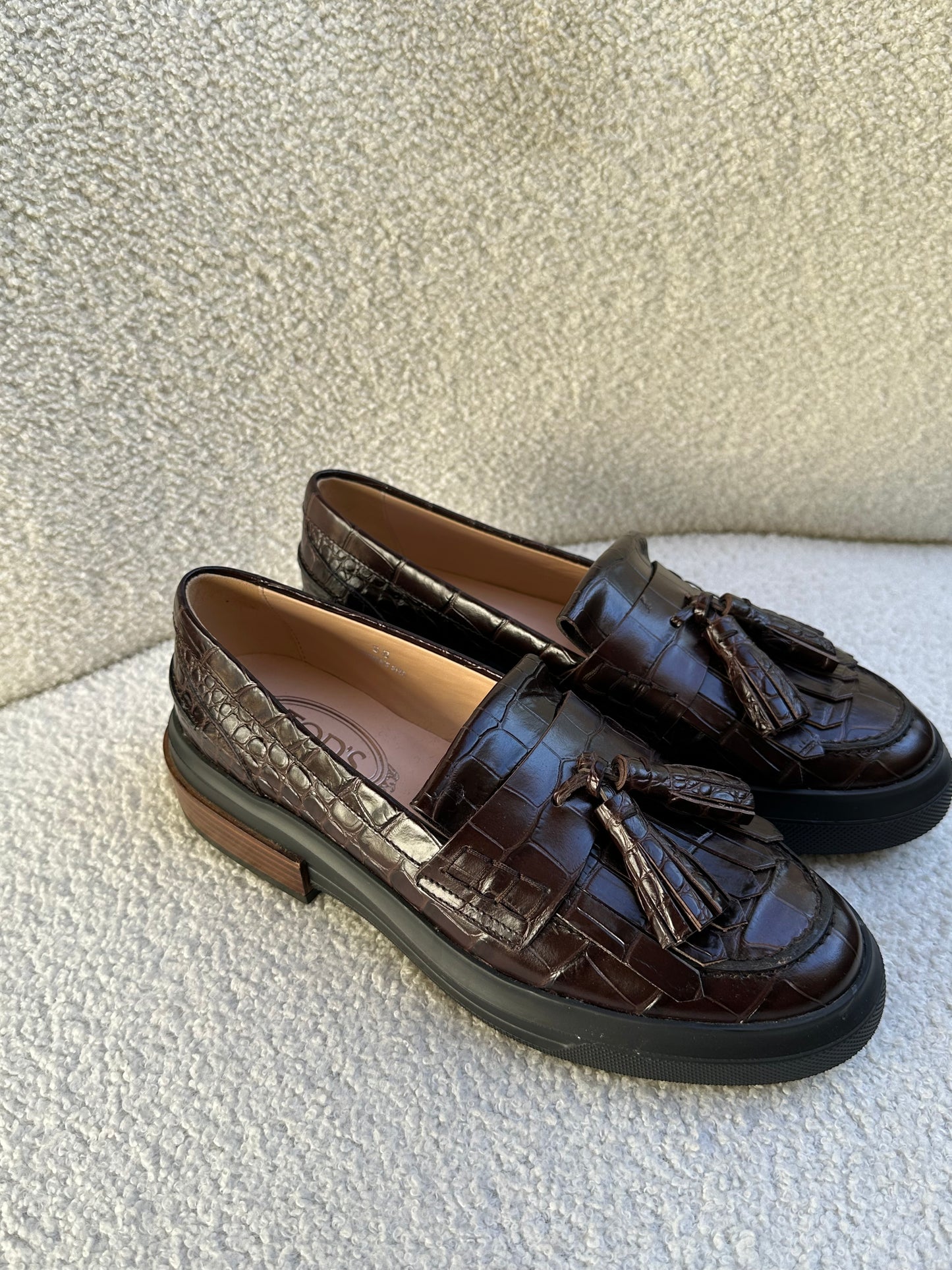 Tod's Brown Croc Loafer Size 38