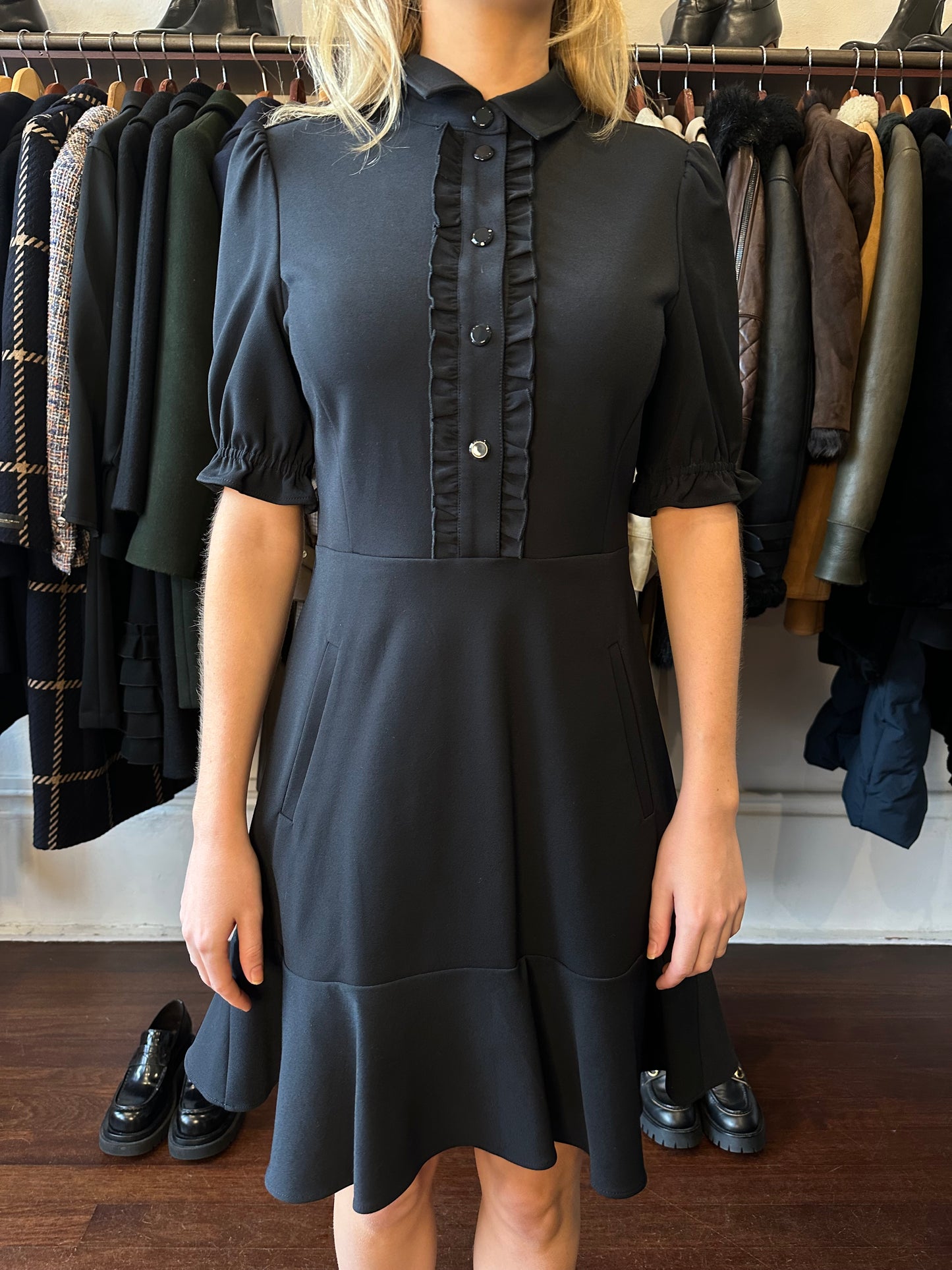 ME + EM Black Button Dress Size 8
