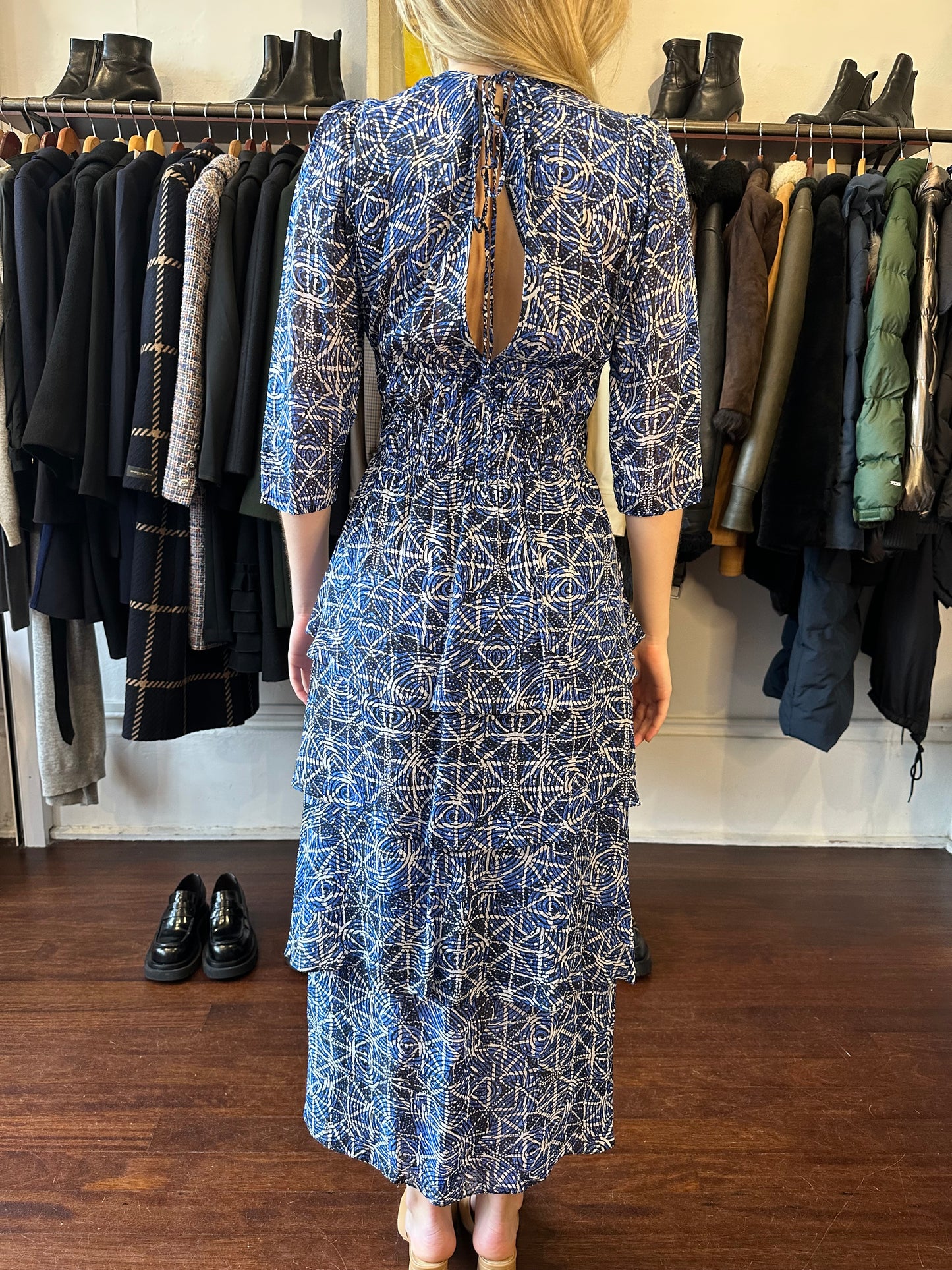 Maje Blue Print Dress Size 36