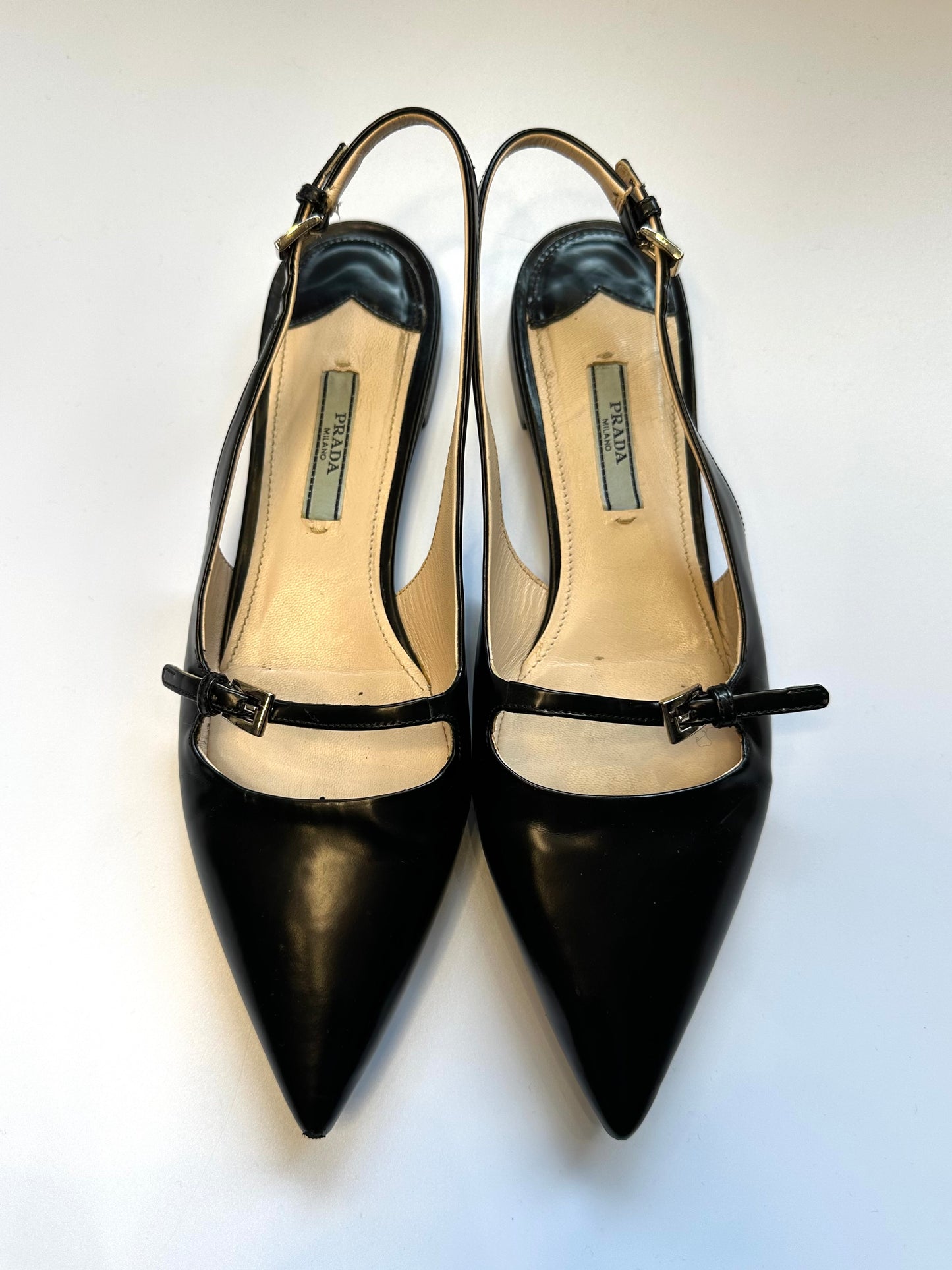 Prada Black Slingback Flats Size 37