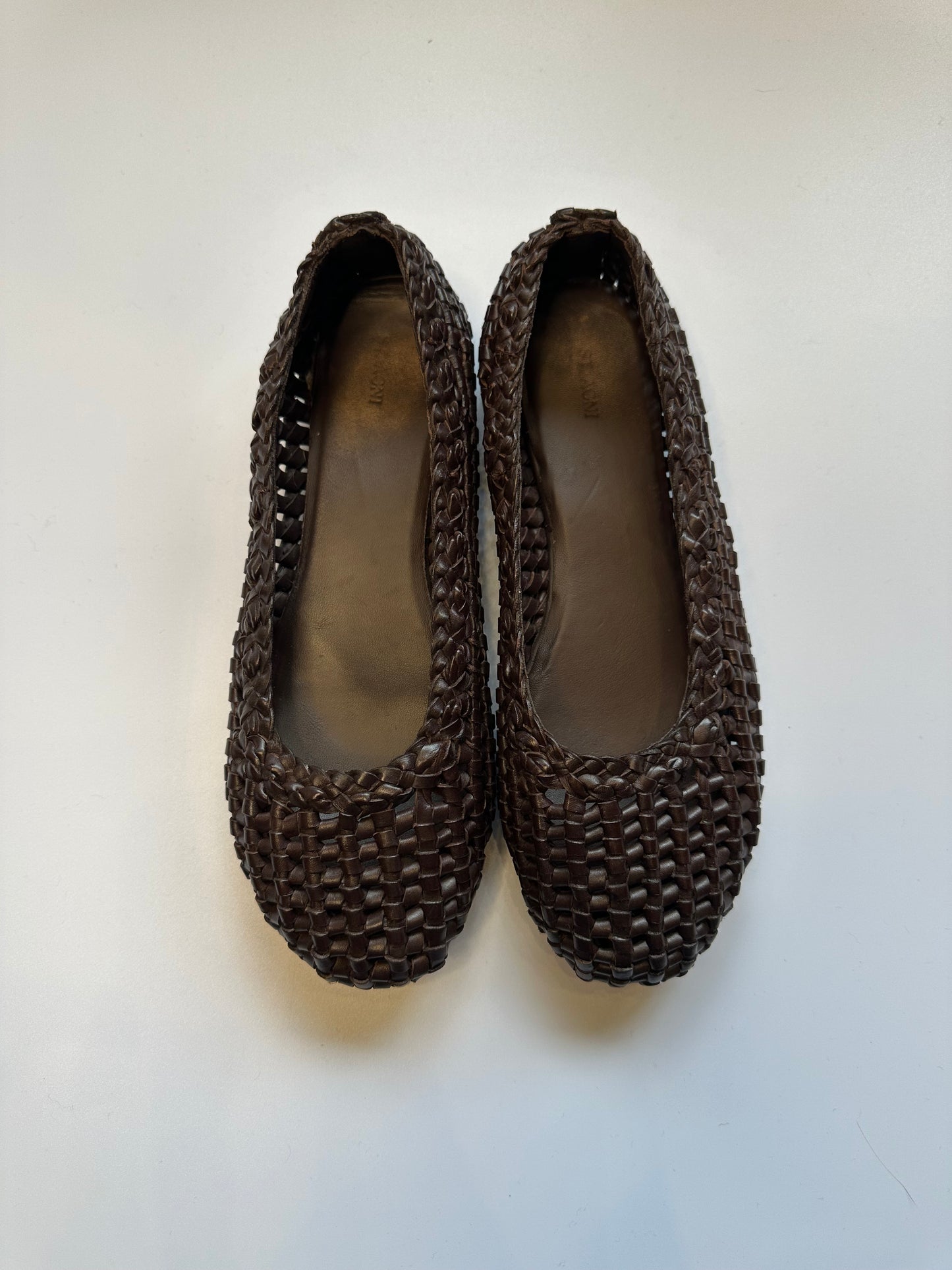 St Agni Brown Woven Ballet Flats Size 36