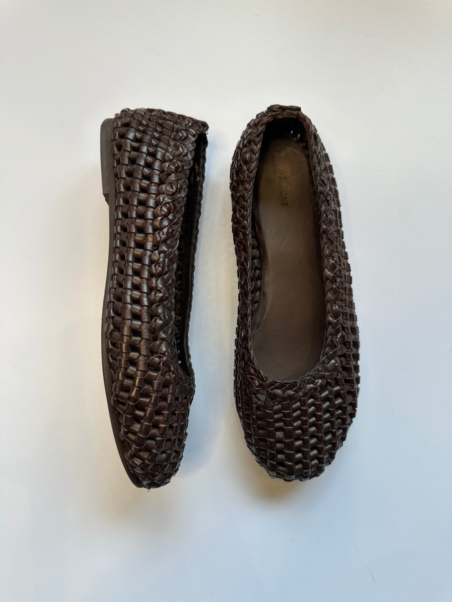 St Agni Brown Woven Ballet Flats Size 36