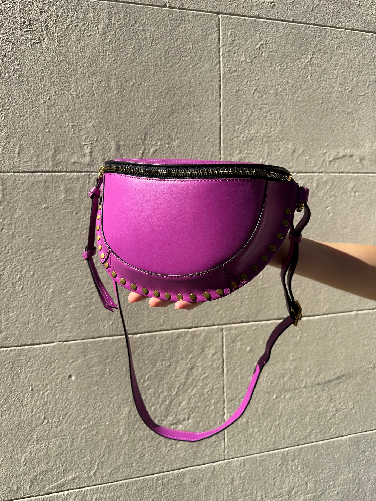 Isabel Marant Deep Purple Pink Stud Belt Bag