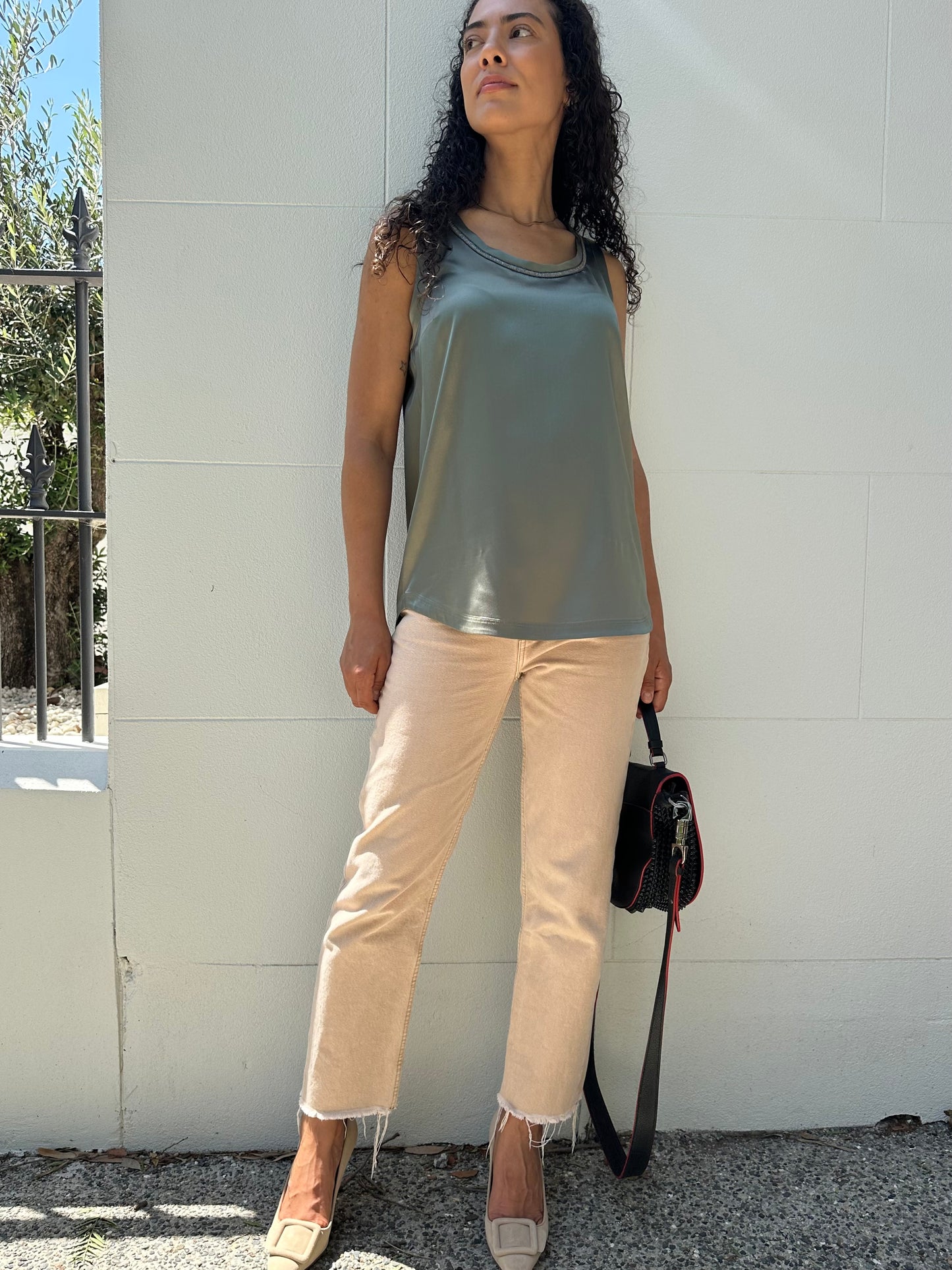 Brunello Cucinelli Olive Silk Singlet Size L