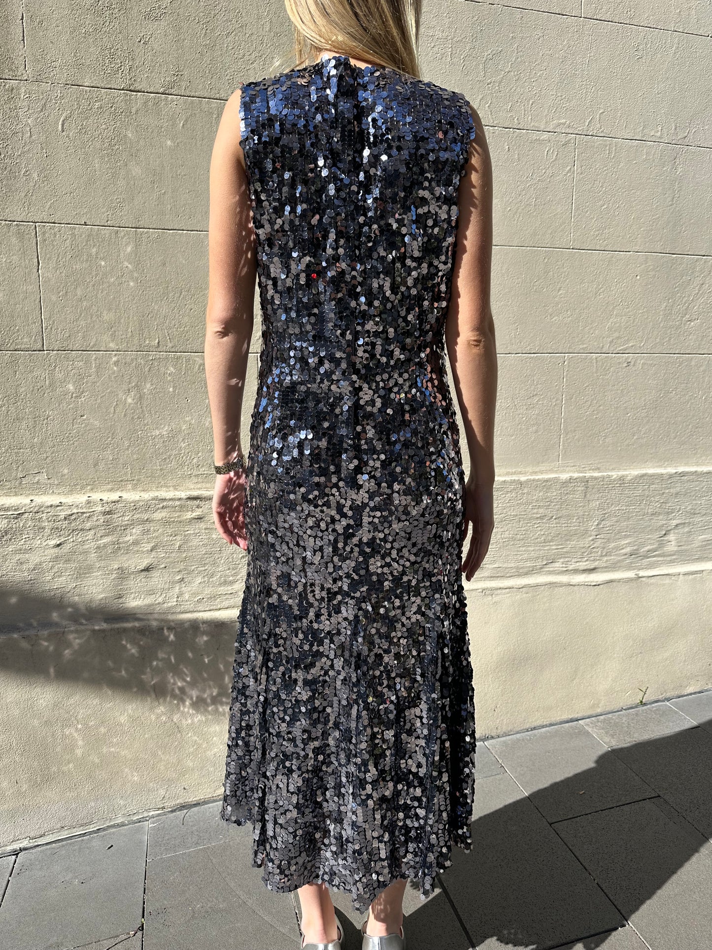 Dolce & Gabbanna Titanium Sequinned Dress Size 42