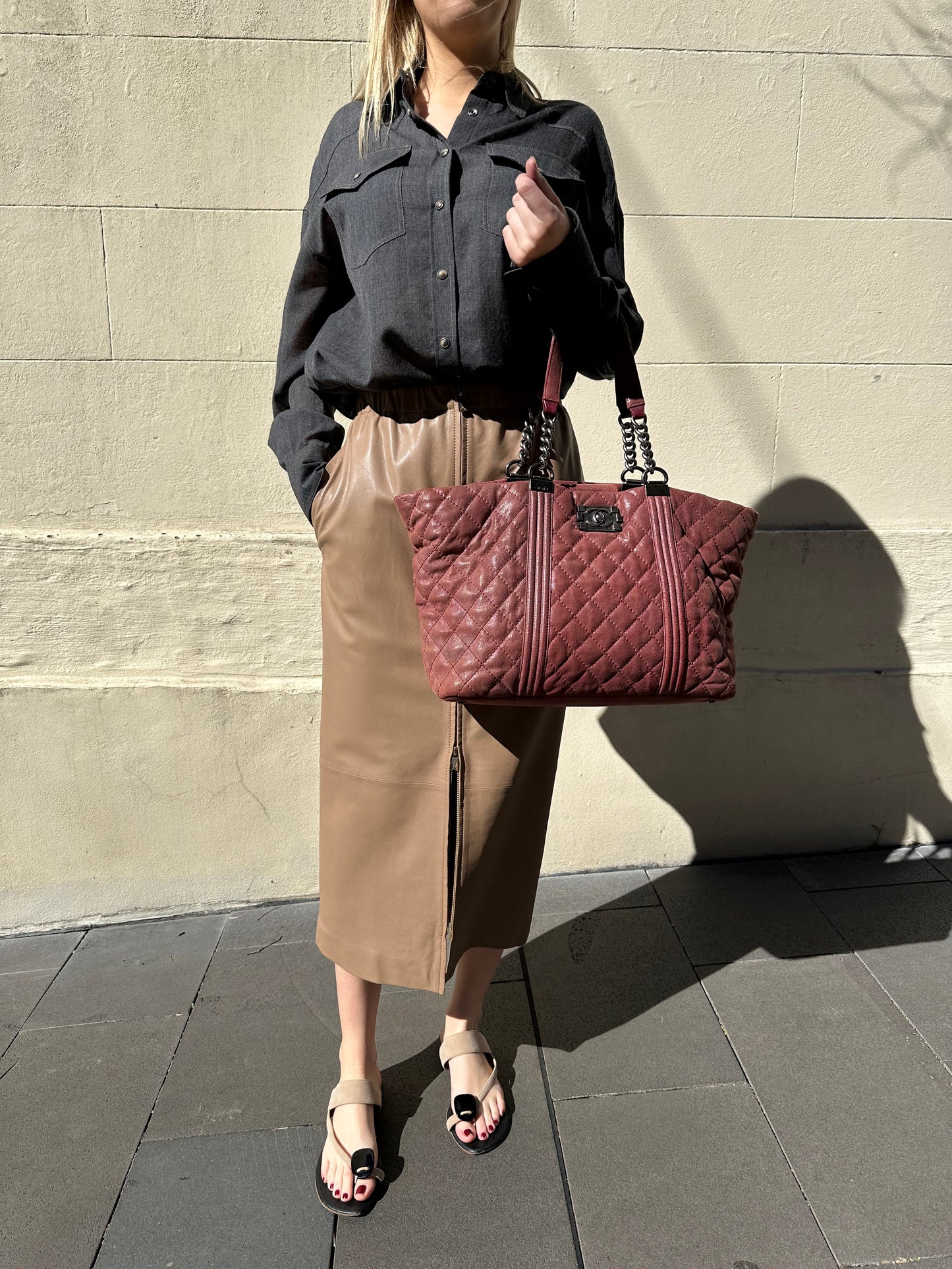 Scanlan Theodore Taupe Leather Skirt Size 8