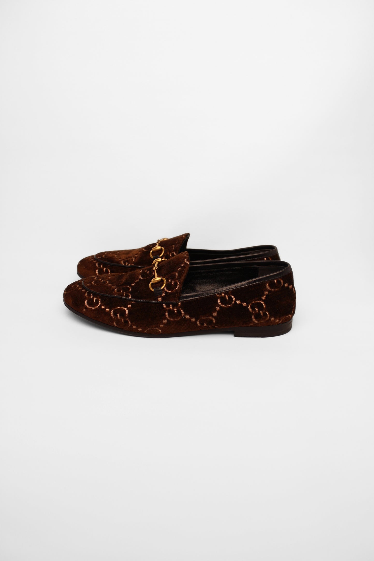 Gucci Brown GG Velvet Loafers Size 38