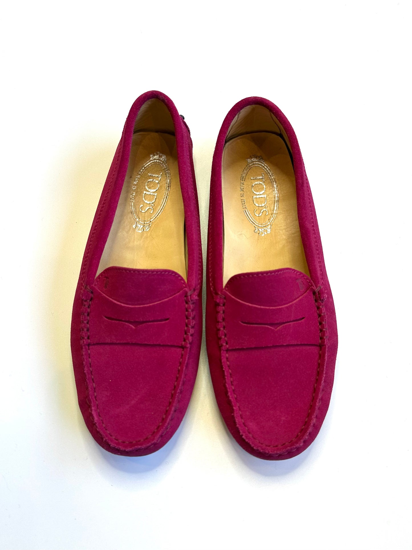 Tods Pink Suede Loafers Size 38