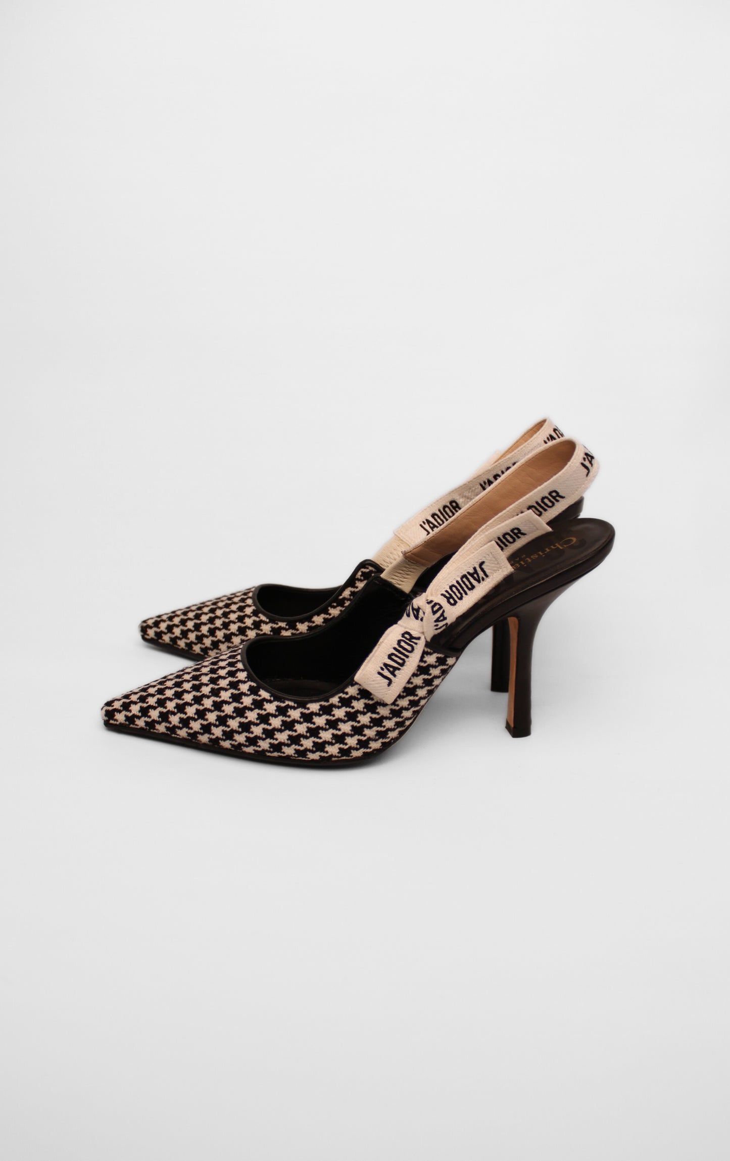 Dior J'Adior Black Check Slingbacks Size 40