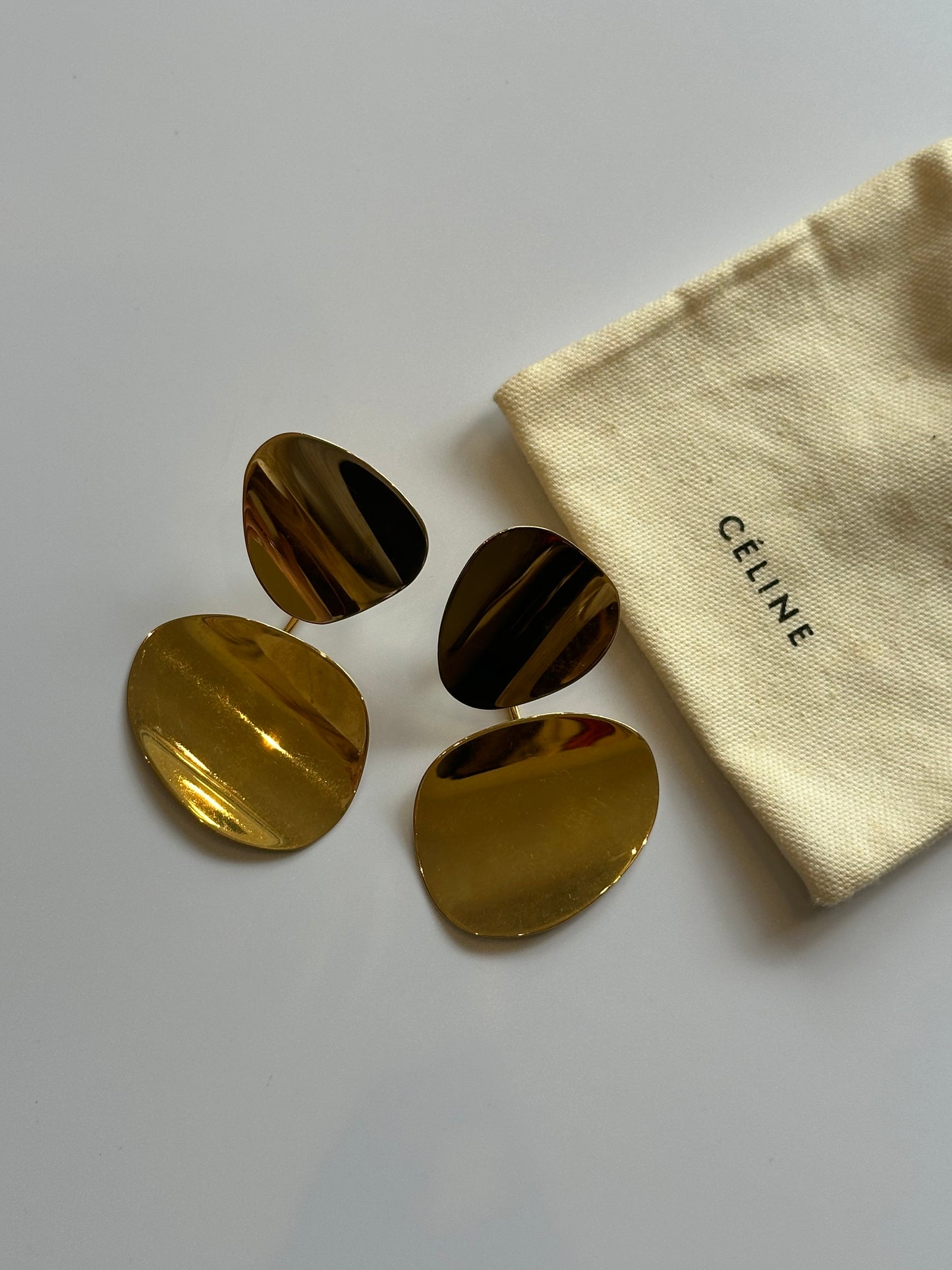 Céline gold double disc earrings