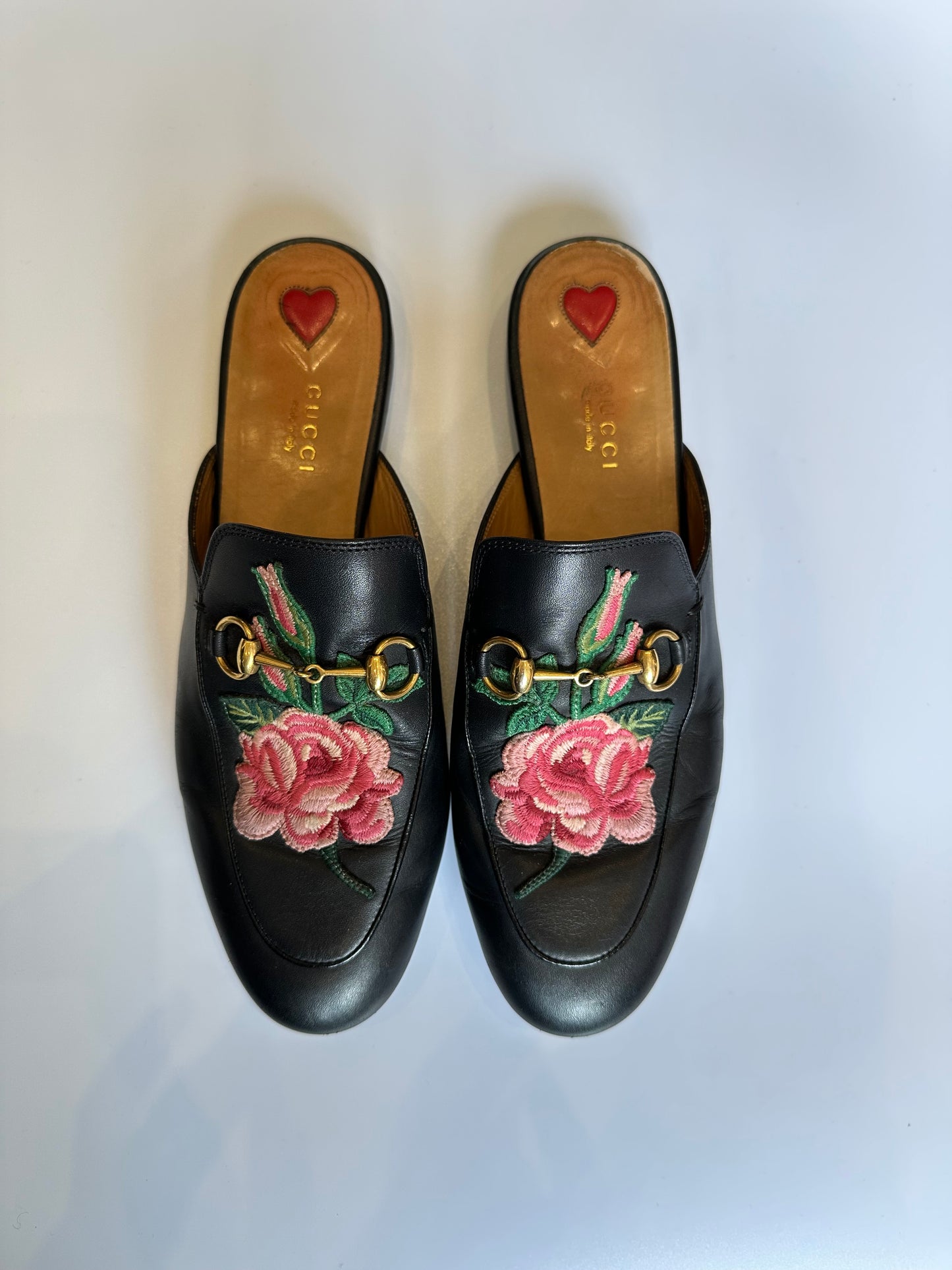 Gucci Princetown Floral Mules Size 39