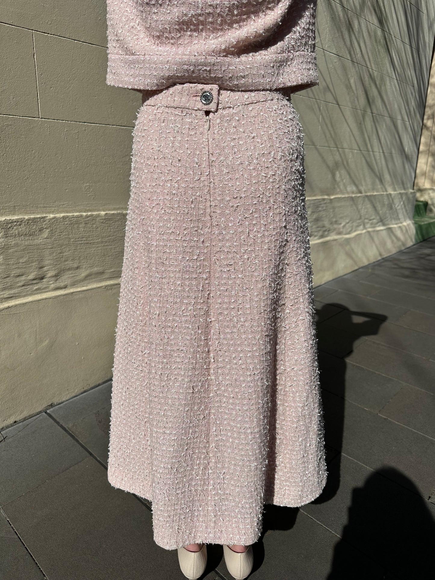 Chanel Pink Tweed Skirt Suit Size 40