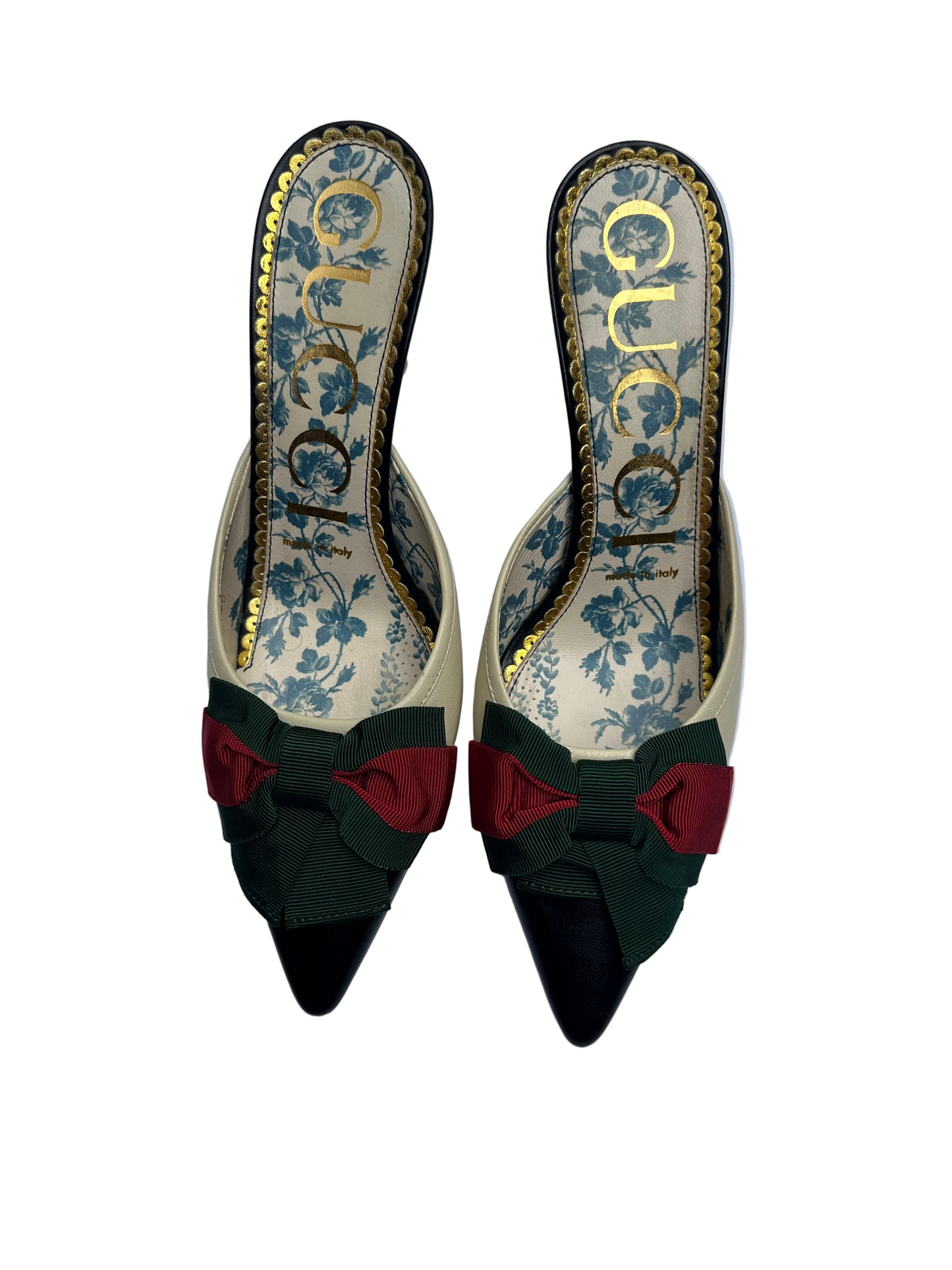Gucci Kitten Black/White Mules Size 37.5