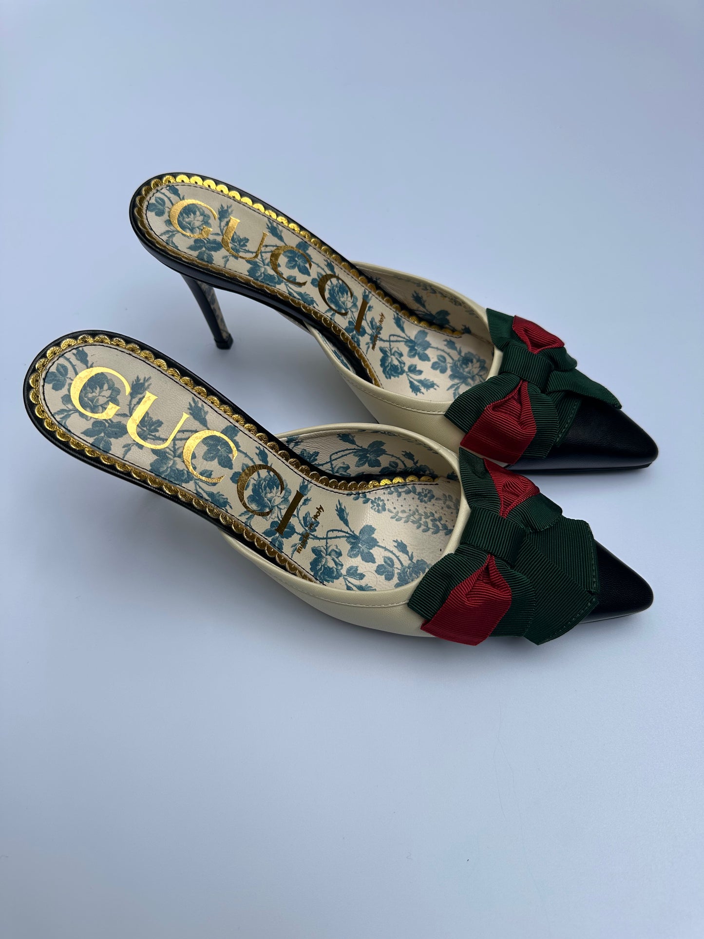 Gucci Kitten Black/White Mules Size 37.5