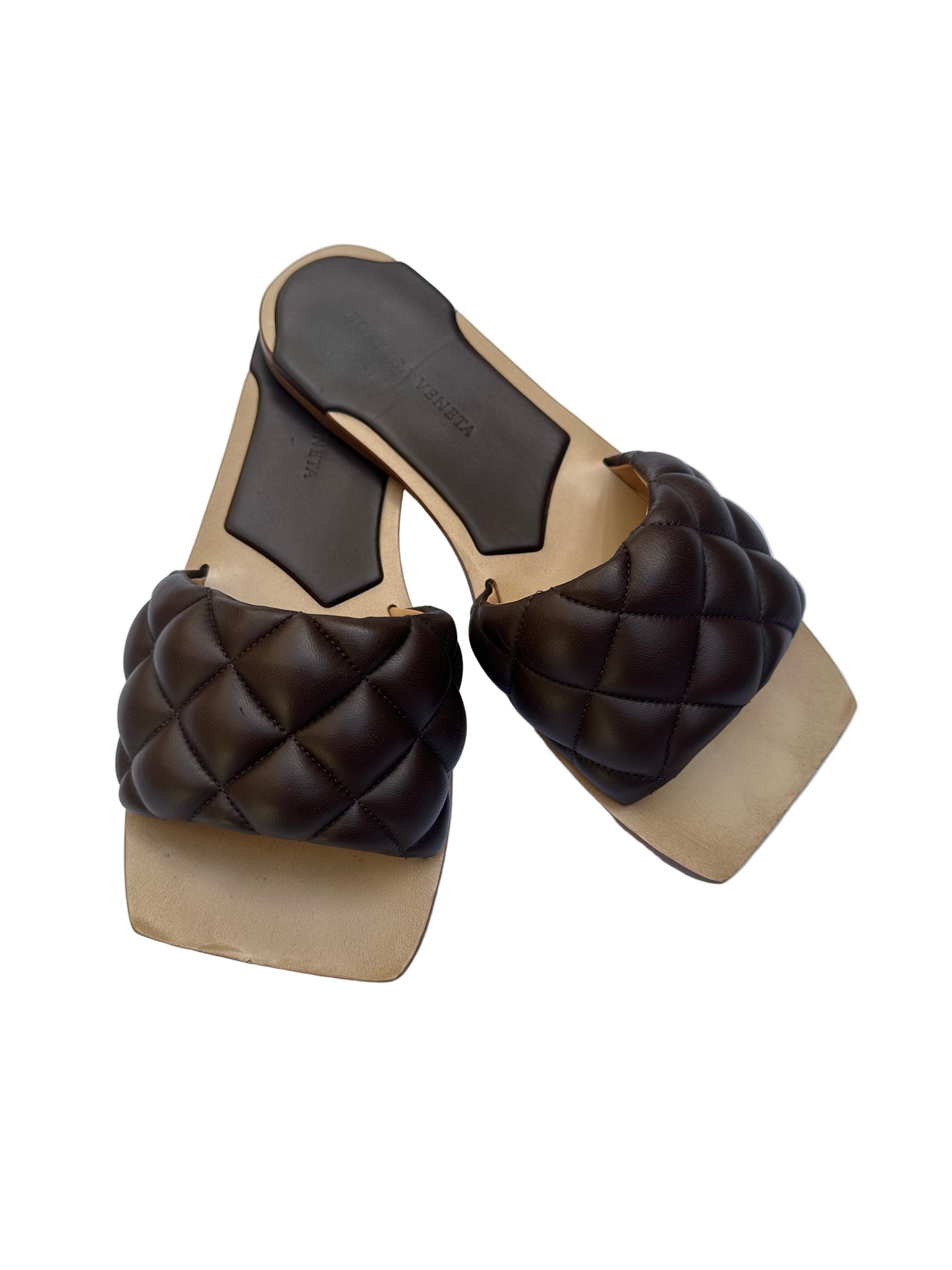 Bottega Veneta Brown Padded Slides Size 37