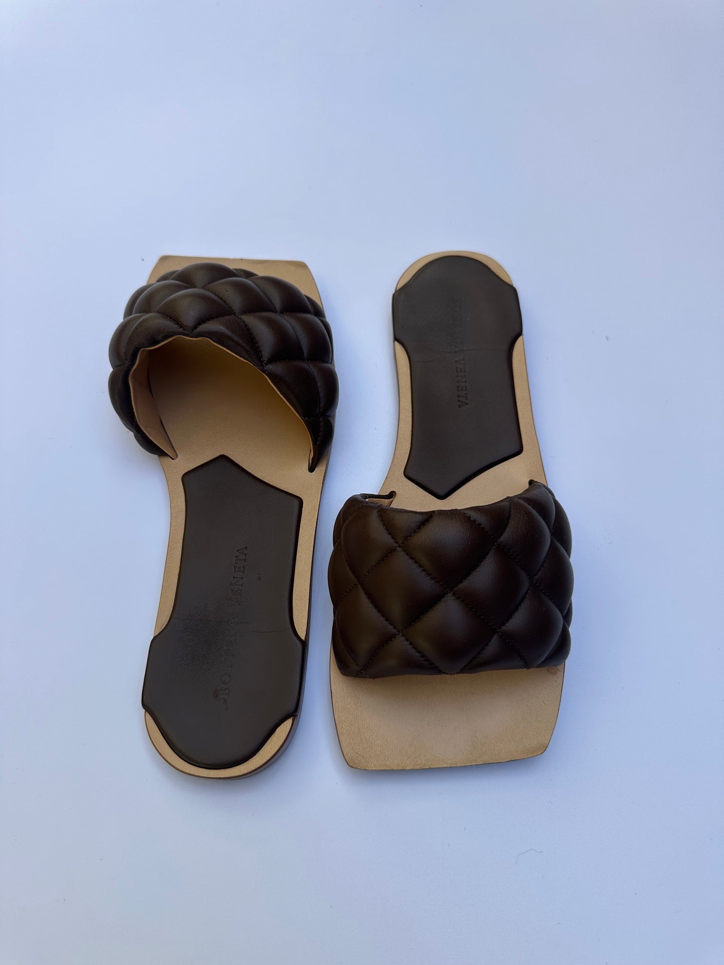 Bottega Veneta Brown Padded Slides Size 37